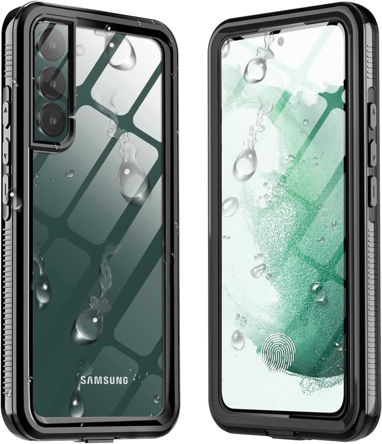 Aicase for Galaxy S22 plus Case with Screen Protector, Heavy Duty Drop Protection Full Body Rugged Shockproof/Dust Proof Military Protective Tough Durable Phone Cover for Samsung Galaxy S22 plus 6.6“  AICase Transparent/Green  