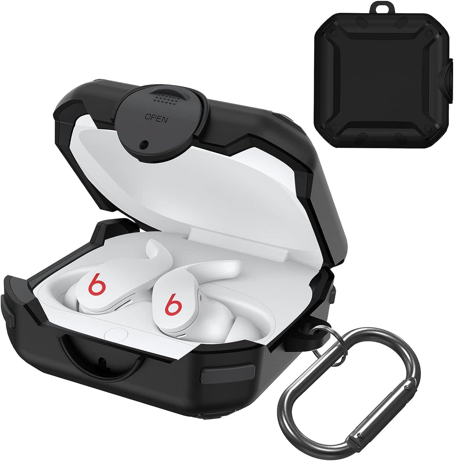Case for Beats Fit Pro 2021, Secure Lock Cases Compatible with Beats Fit Pro Protective Cover Earbuds Carry Switch Protector with Anti-Lost Carabiner (Red)  AIBEAMER Black  