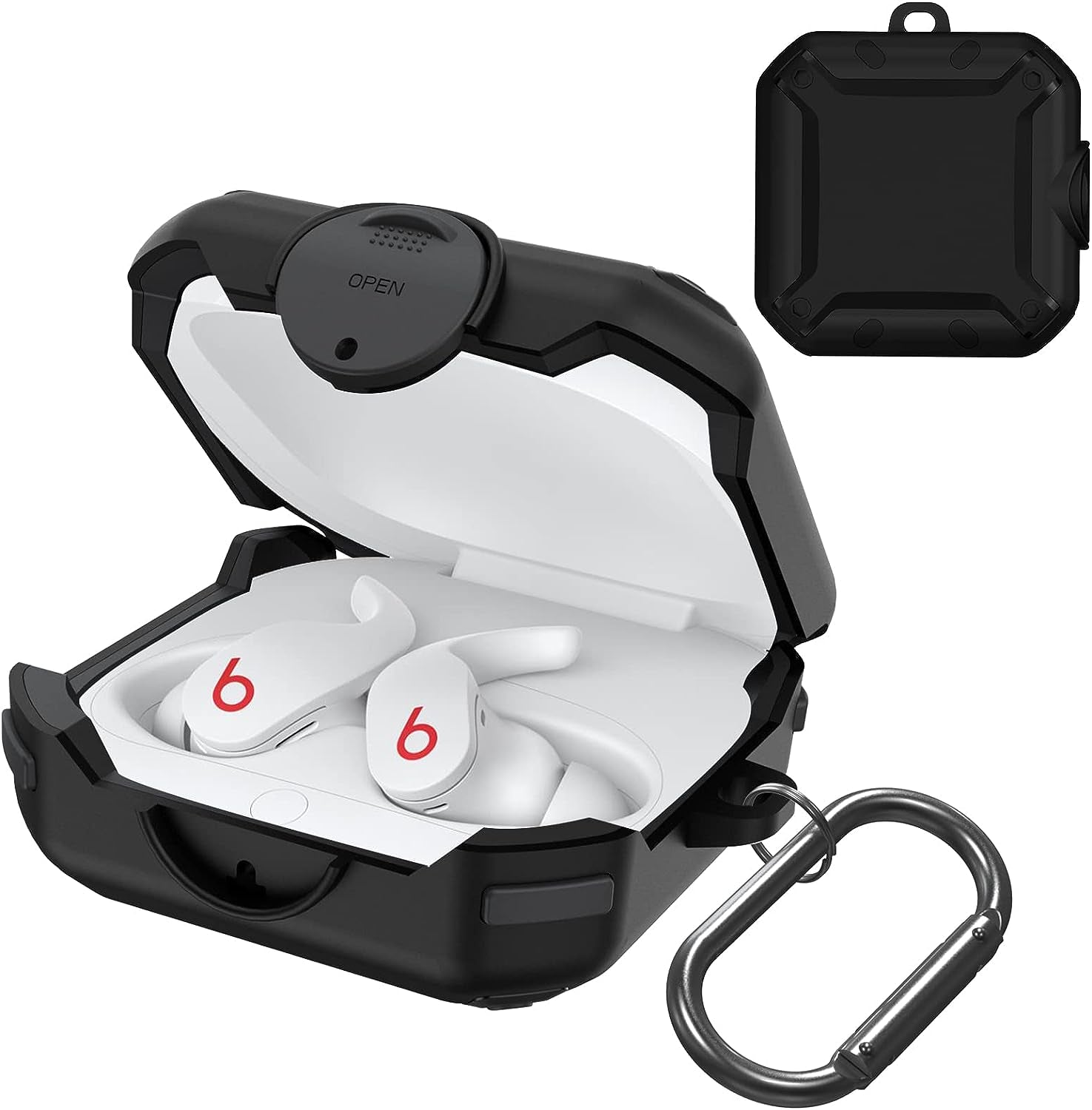 Case for Beats Fit Pro 2021, Secure Lock Cases Compatible with Beats Fit Pro Protective Cover Earbuds Carry Switch Protector with Anti-Lost Carabiner (Red)  AIBEAMER Black  