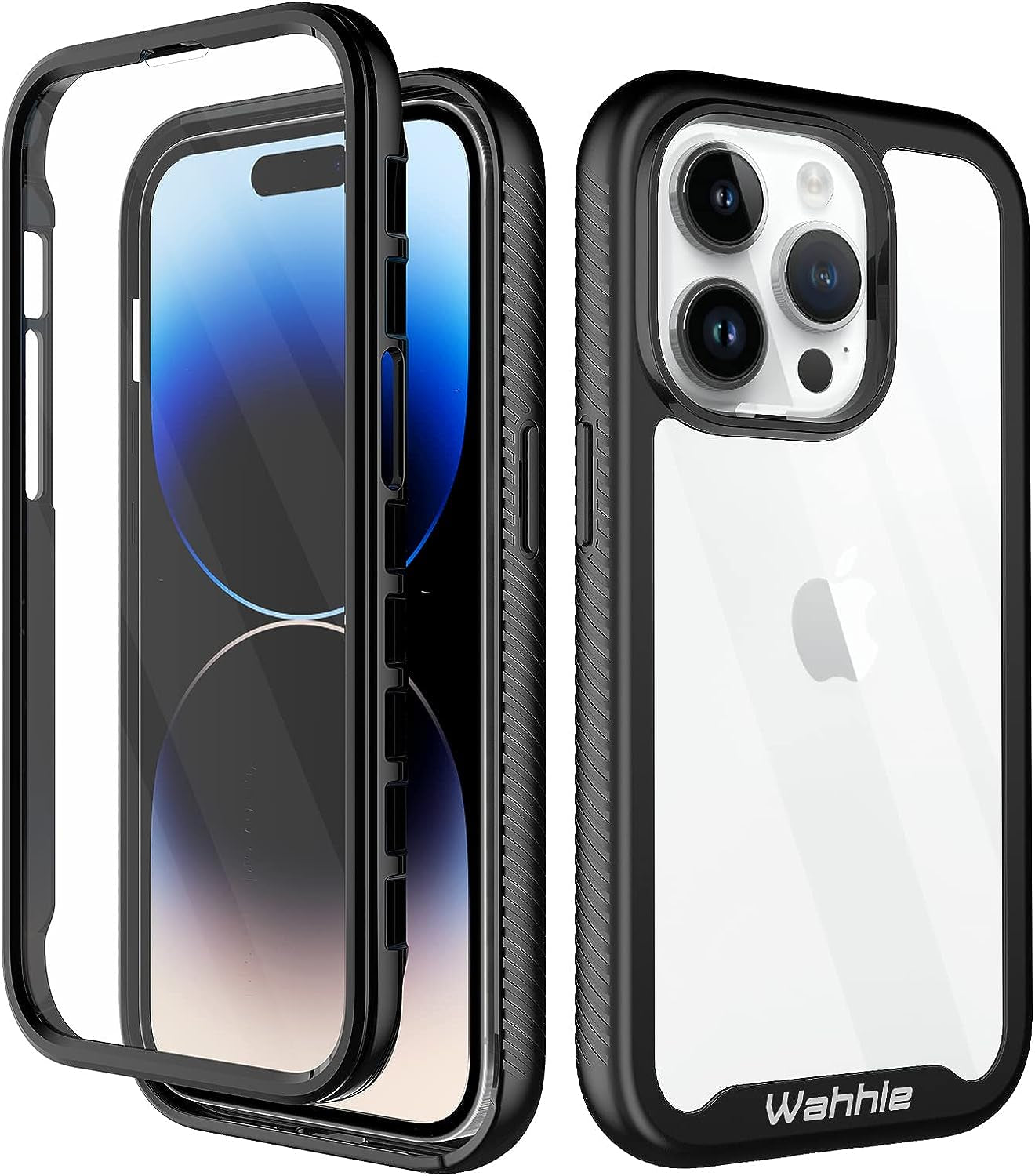 Wahhle Oneplus Nord N200 5G Case, Built in Screen Protector Full Body Shockproof Slim Fit Bumper Protective Phone Cover for 1+ Nord N200 5G Men Women-Black/Clear  wahhle Black Iphone 14 Pro 