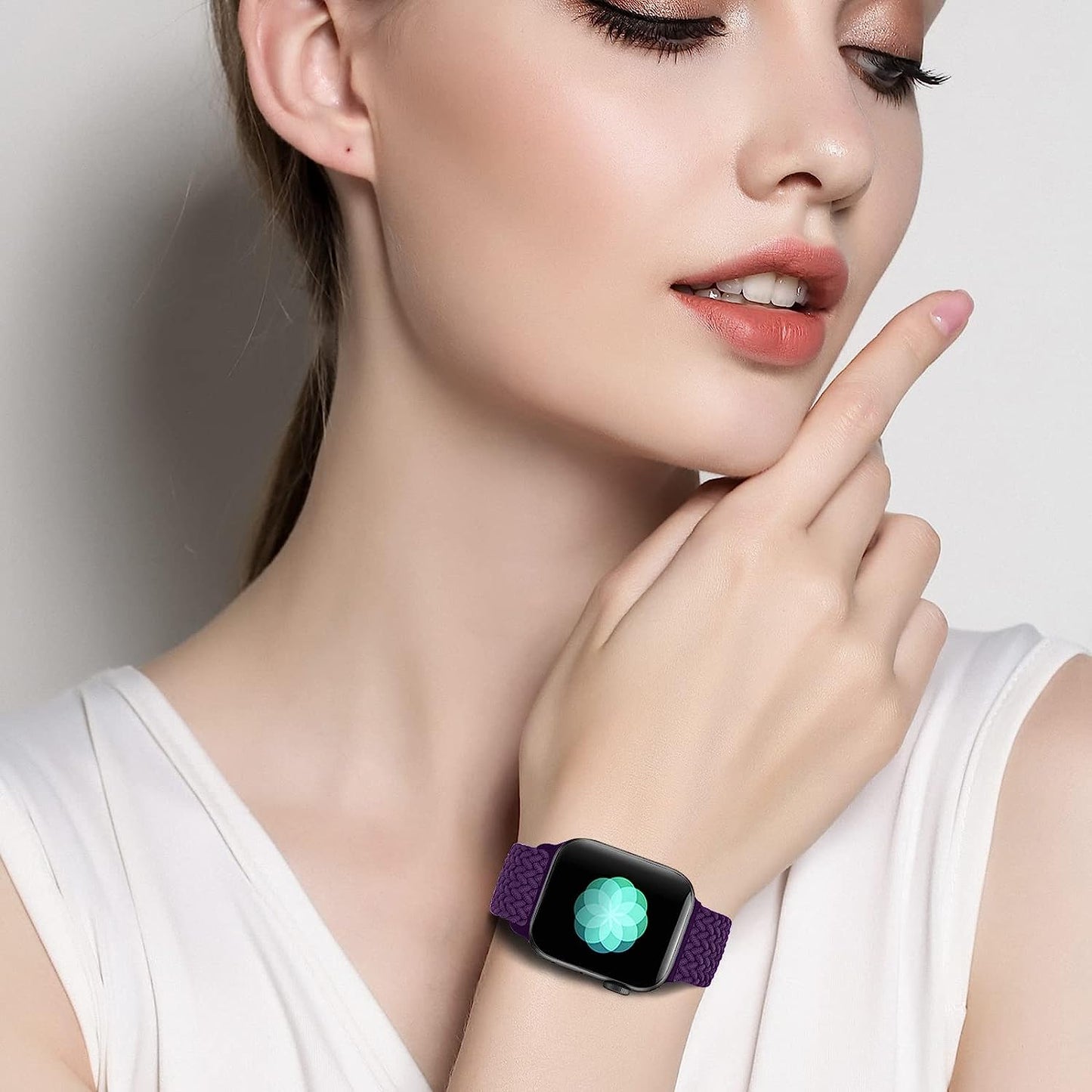 Braided Bands Compatible with Apple Watch Band 42Mm 44Mm 45Mm 49Mm for Women Men, Stretchy Braided Solo Loop Watch Band for Iwatch Series 8 7 6 5 4 3 2 1 Ultra SE (38/40/41Mm, Purple)  DOBSTFY   