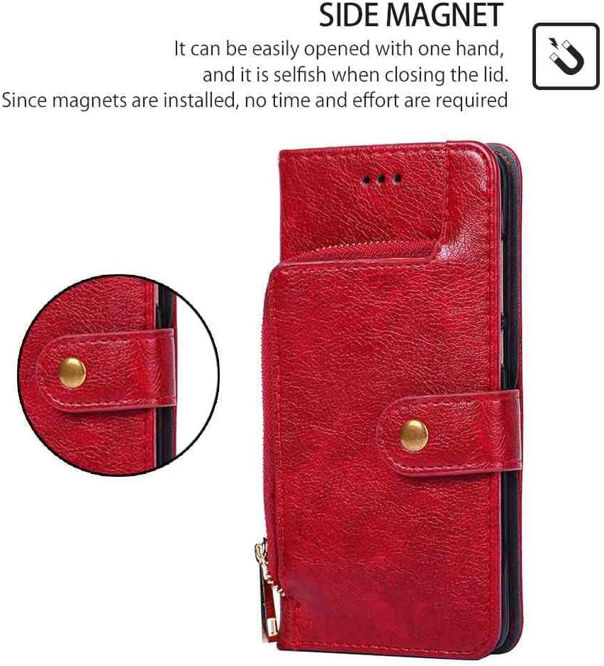 Mojiery Phone Cover Zipper Wallet Folio Case for LG G6, Premium PU Leather Slim Fit Cover for LG G6, 1 Photo Frame Slot, 3 Card Slots, Dirt-Proof, Red  MojieRy   