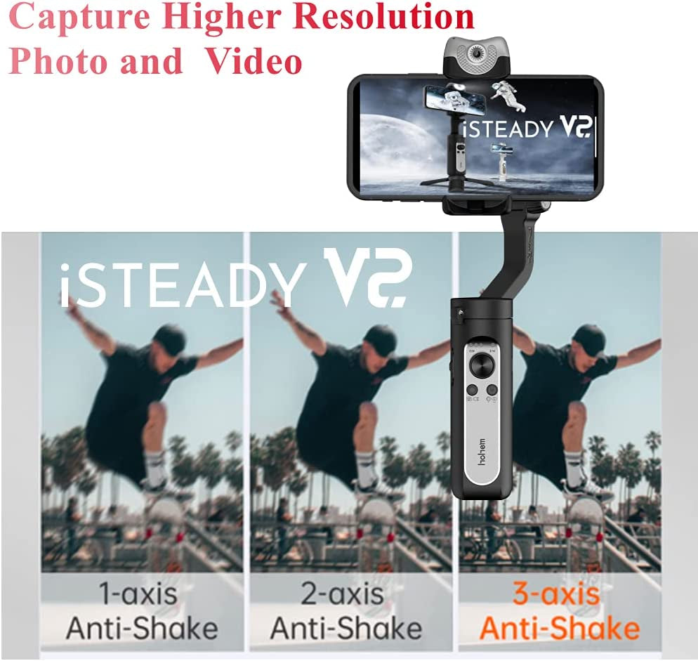 Hohem Isteady V2 Gimbal Stabilizer for Smartphone W/Ai Visual Tracking LED Video Light Auto Zoom Foldable Gimbal for Iphone13/12 Pro Max,For Samsung S20 for Youtube Tiktok Live Video,3-Axis Gimbal  hohem   
