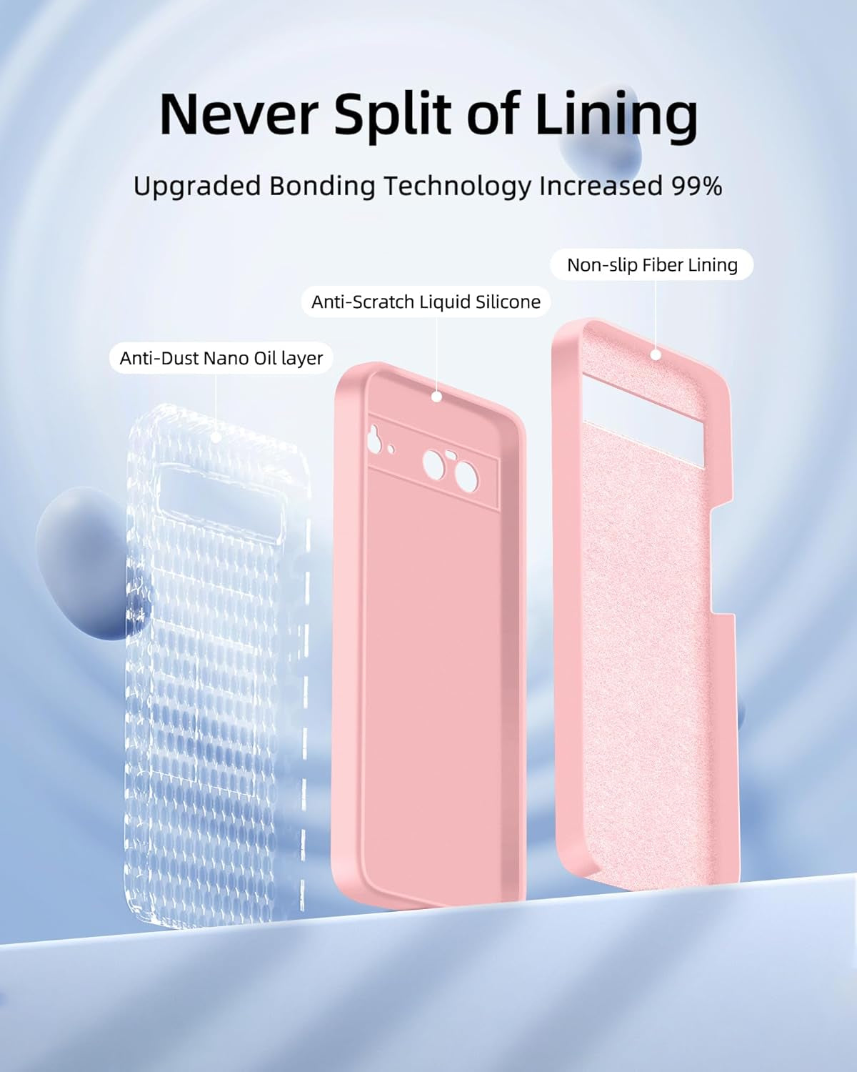 Dssairo 3 in 1 for Google Pixel 6 Case, with 2 Pack Screen Protector, with Full Camera Cover Protection，Liquid Silicone Slim Shockproof Protective Phone Case [Microfiber Lining] (Pink)…  Dssairo   