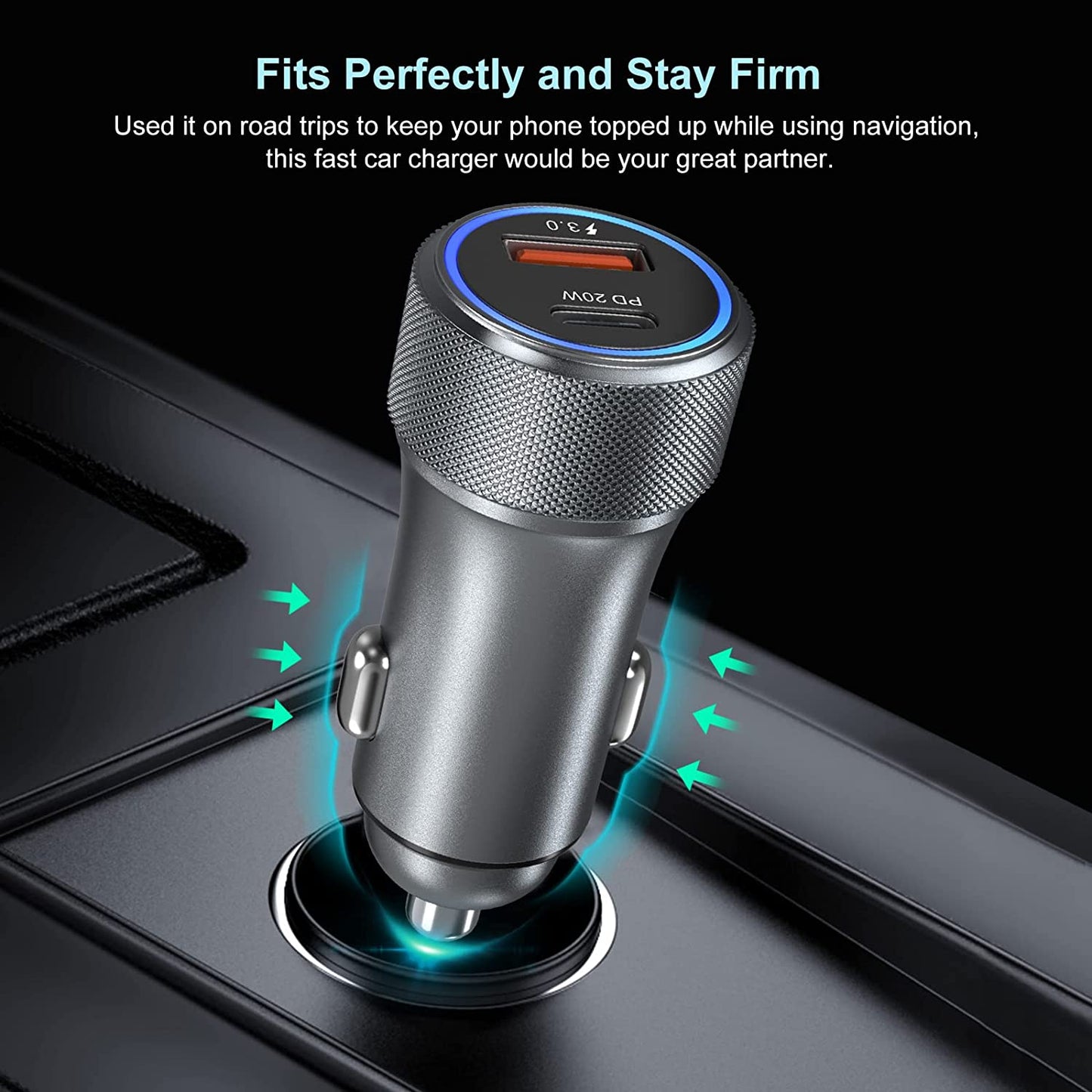 5 Pack USB C Car Charger, Bangfun 36W Dual USB Car Charger Adapter Fast Charge PD&QC 3.0 Cigarette Lighter USB Charger Compatible Iphone 14 13 12 11 Pro Max Se,Ipad,Samung S21/S20, Pixel(Grey)  Shenzhen Hao Nuo Tian Electronics Co.,LTD   