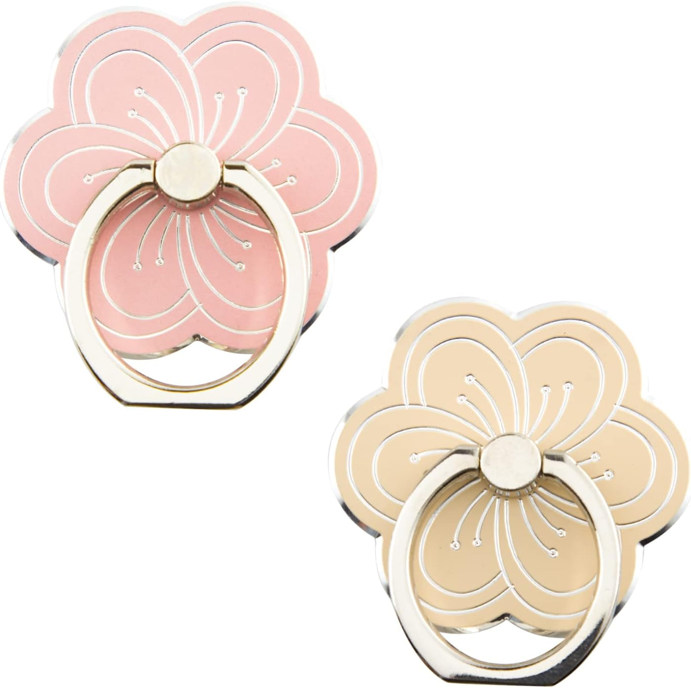 Flower Cell Phone Ring Holder, Zinc Alloy Metal Phone Back Ring Grip for Finger (White)  SUNURS Salmon+Gold  