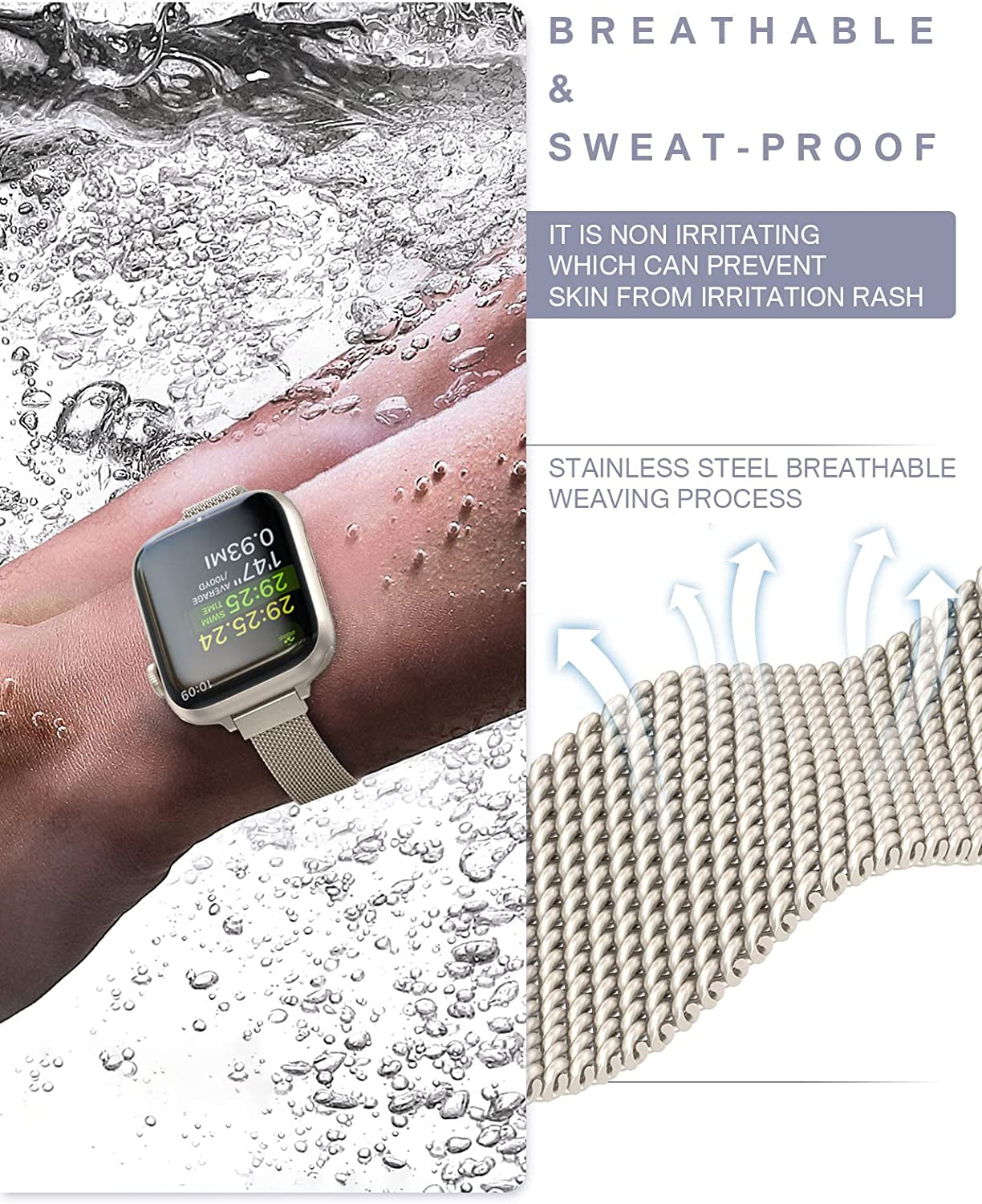 LELONG Women Slim Watch Band for Apple Watch 38Mm 40Mm 41Mm 42Mm 44Mm 45Mm, Stainless Steel Mesh Loop Magnetic Clasp Replacement for Iwatch Bands Series 8 7 SE 6 5 4 3 2 1  LELONG   