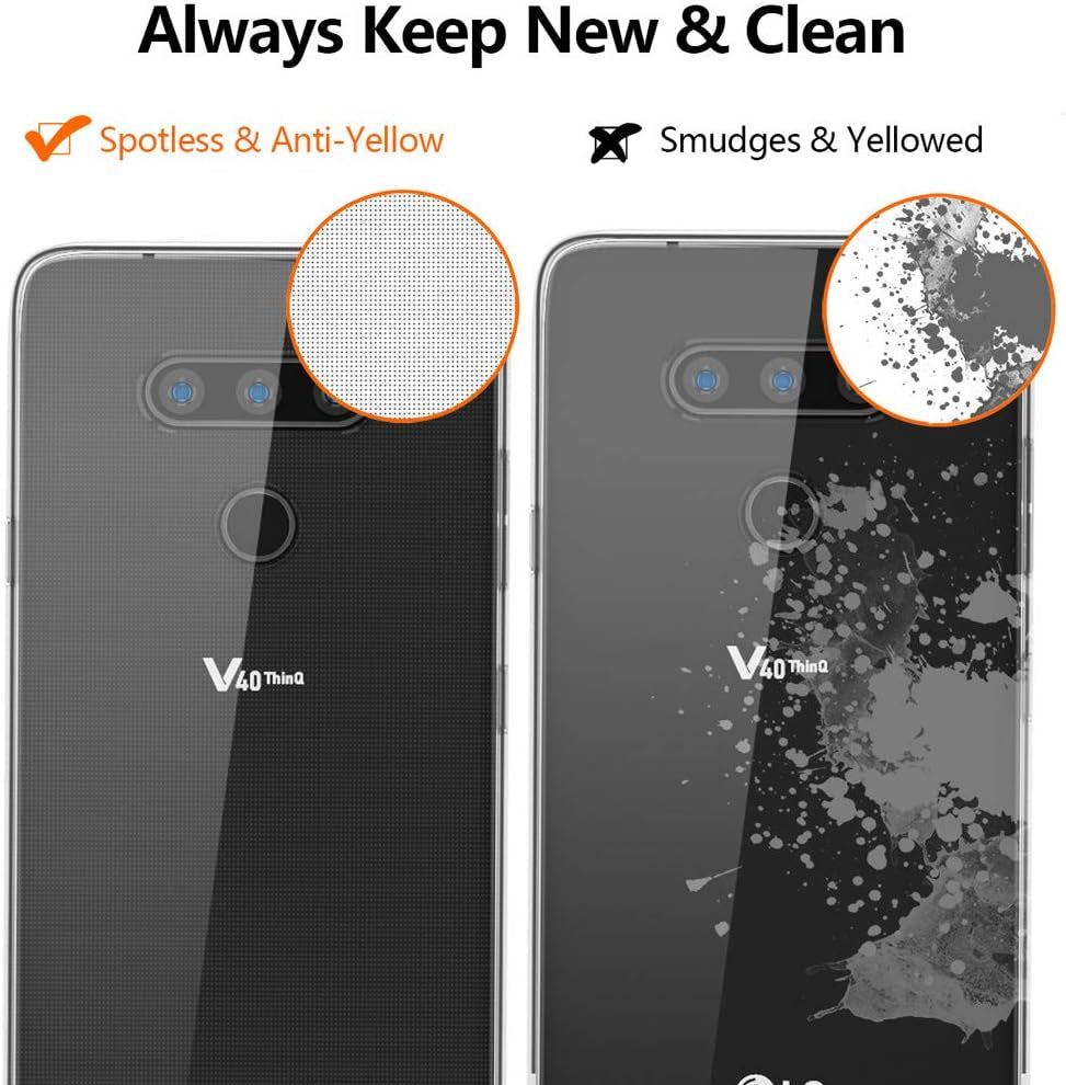 EGALO Clear Case for LG V40,LG V40 Thinq Case Clear,Slim Thin Silicone Soft Skin Flexible TPU Gel Lightweight Shock Absorption Anti-Scratch Protective Cases Cover for LG V40 Thinq,Crystal Clear  EGALO   