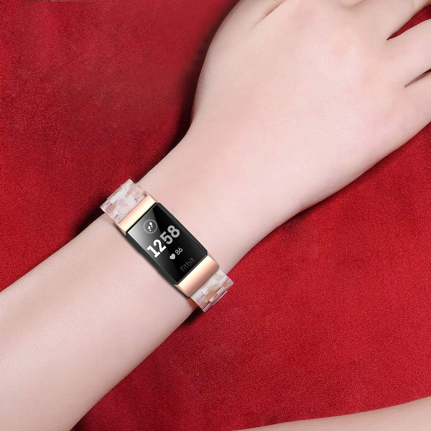 Wongeto Resin Bands Compatible for Fitbit Charge 3 / Charge 4/ Charge 3 SE Band，Replacement Wrist Accessory Rose Gold Buckle Fitness Bands Straps Bracelet Wristbands Women Men (Pink)  Wongeto   