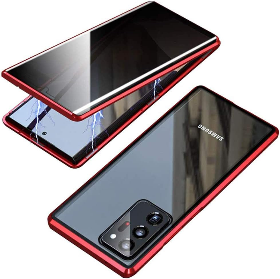 Galaxy Note 20 Ultra Case,Shinetop Privacy Anti-Peeping Magnetic Adsorption Case Metal Frame Front & Back Tempered Glass Flip Anti-Spy Cover Protective Case for Samsung Galaxy Note 20 Ultra (6.9 Inch)  Shinetop Red  