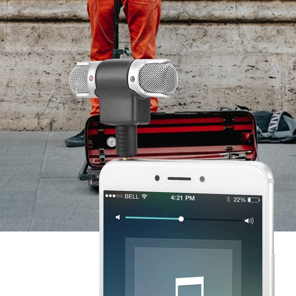 Wireless Microphone Recording 3.5Mm Mini Mic Digital Stereo Microphone Plug and Play Mic Professional Handheld External Microphone for Digital Media Mobile Phones PC and Recorders No Battery Required  Zopsc   