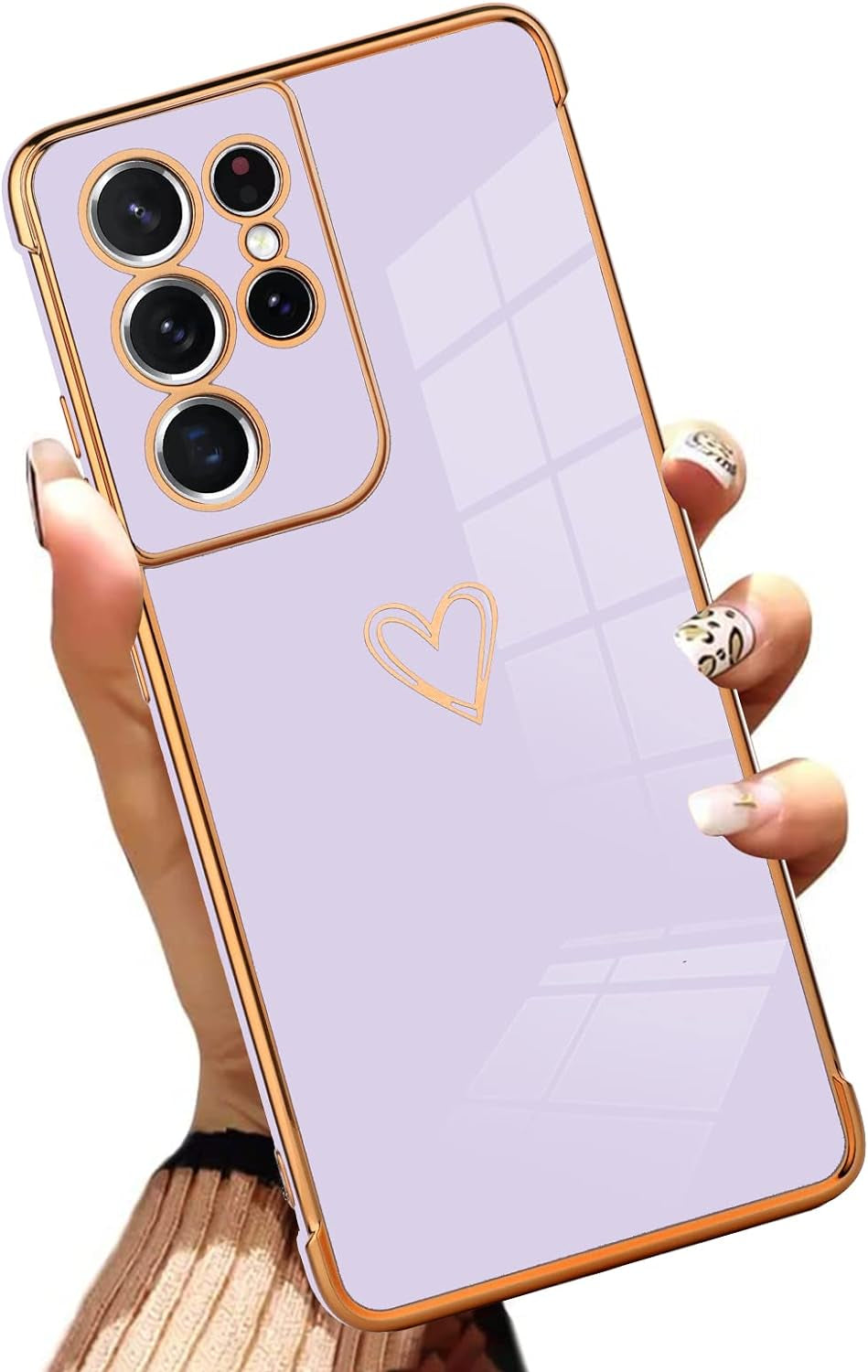 AIGOMARA Compatible Samsung Galaxy S21 Ultra Case with Strap Kickstand Butterflies Shockproof Protection Soft TPU and Hard PC Anti-Scratch Cover for S21 Ultra  AIGOMARA Plating-Purple  