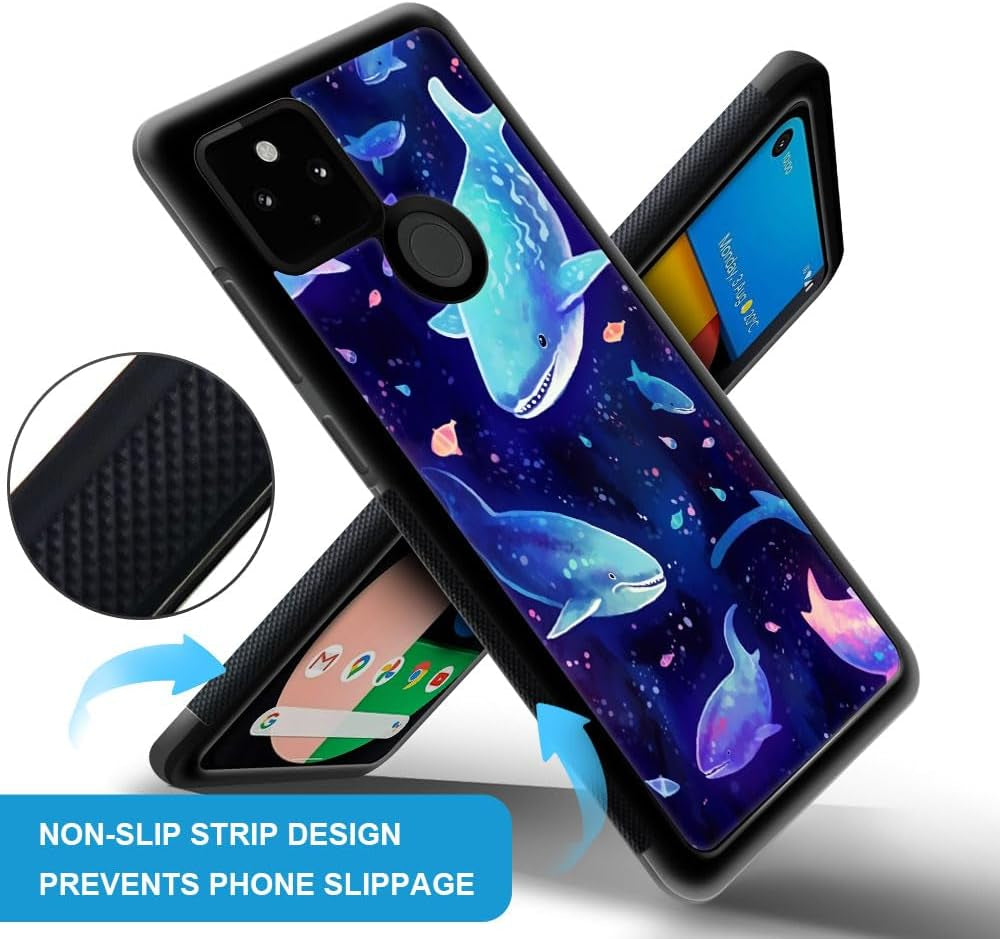 CARLOCA Compatible with Google Pixel 5 Case,Corlorful Purple Shark Pattern Design for Girl Boy Shockproof Anti-Scratch Case for Google Pixel 5  CARLOCA   