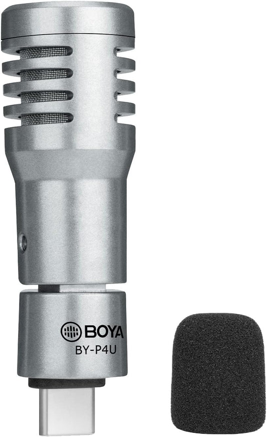 BOYA BY-P4U USB-C Microphone Mini Phone Mic Plug Play for Android/Laptop/With Type-C Port Devices,Folding External Microphone with Wind Foam for Vlog/Youtube/Live Stream,Video Record  BOYA   