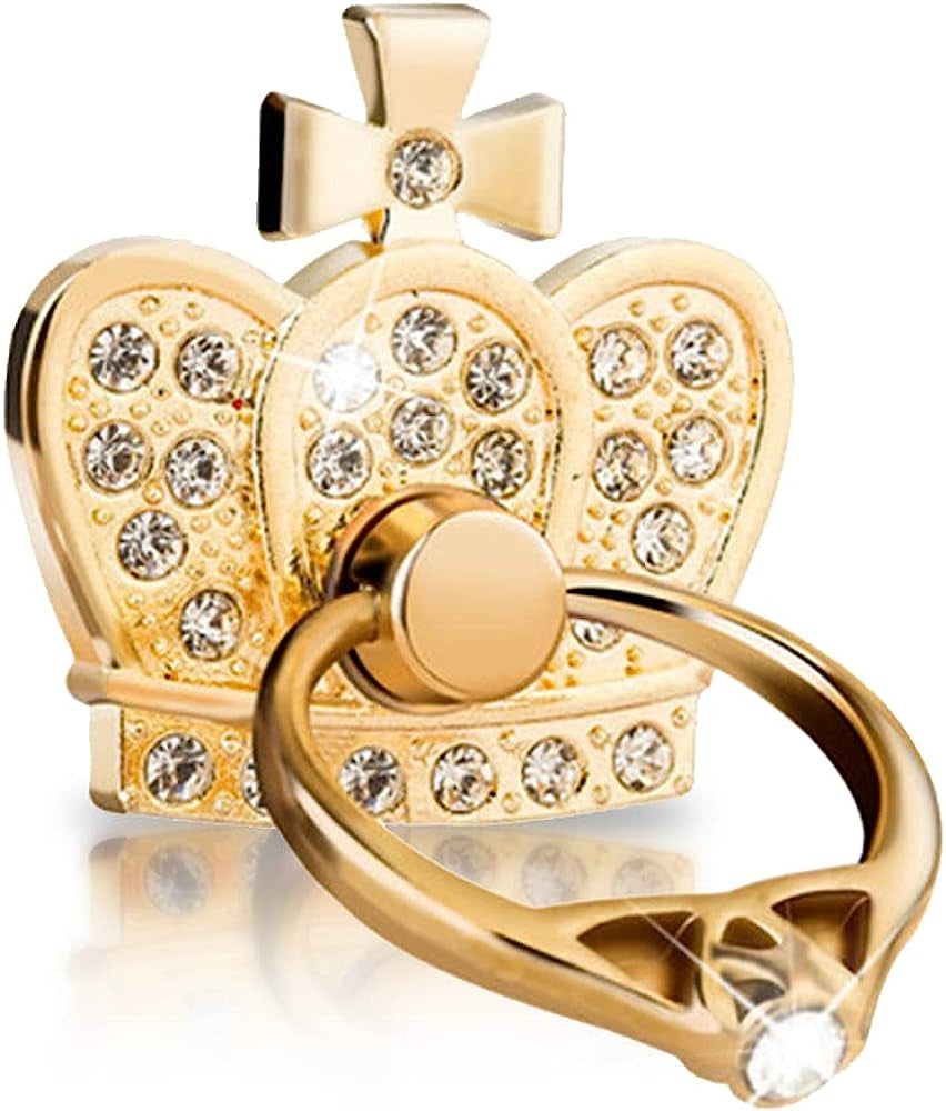 Cell Phone Ring Stand Holder Grip, 360° Cell Phone Ring Holder Stand Finger Kickstand, Cell Phone Ring Grip Holder for Back of Phone, Cell Phone Ring Grip Stand Silver Black Rose Gold  Mheijo Crown Diamond Silver  