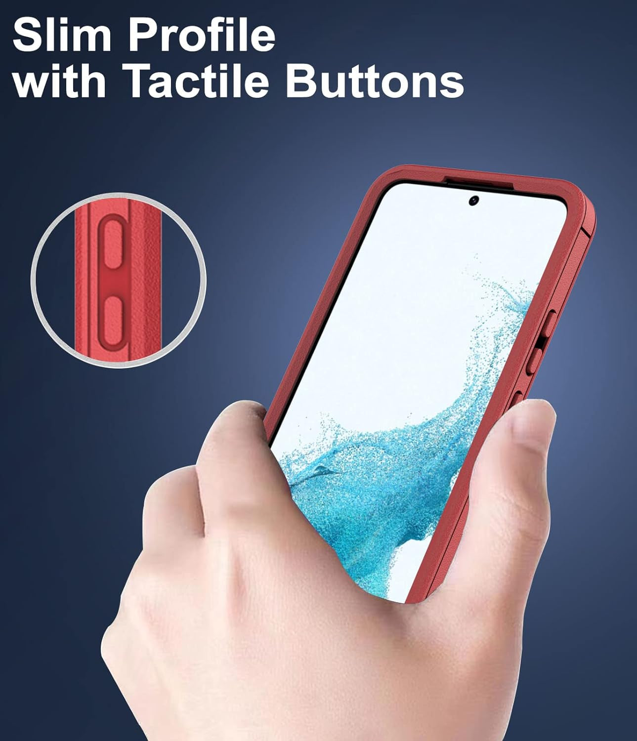 Dahkoiz for Samsung Galaxy S22 Case, Dust-Proof Port Cover, Full Body Durable Silicone Rubber Phone Case for Samsung Galaxy S22 5G, Black/Red  UNISMART INC   