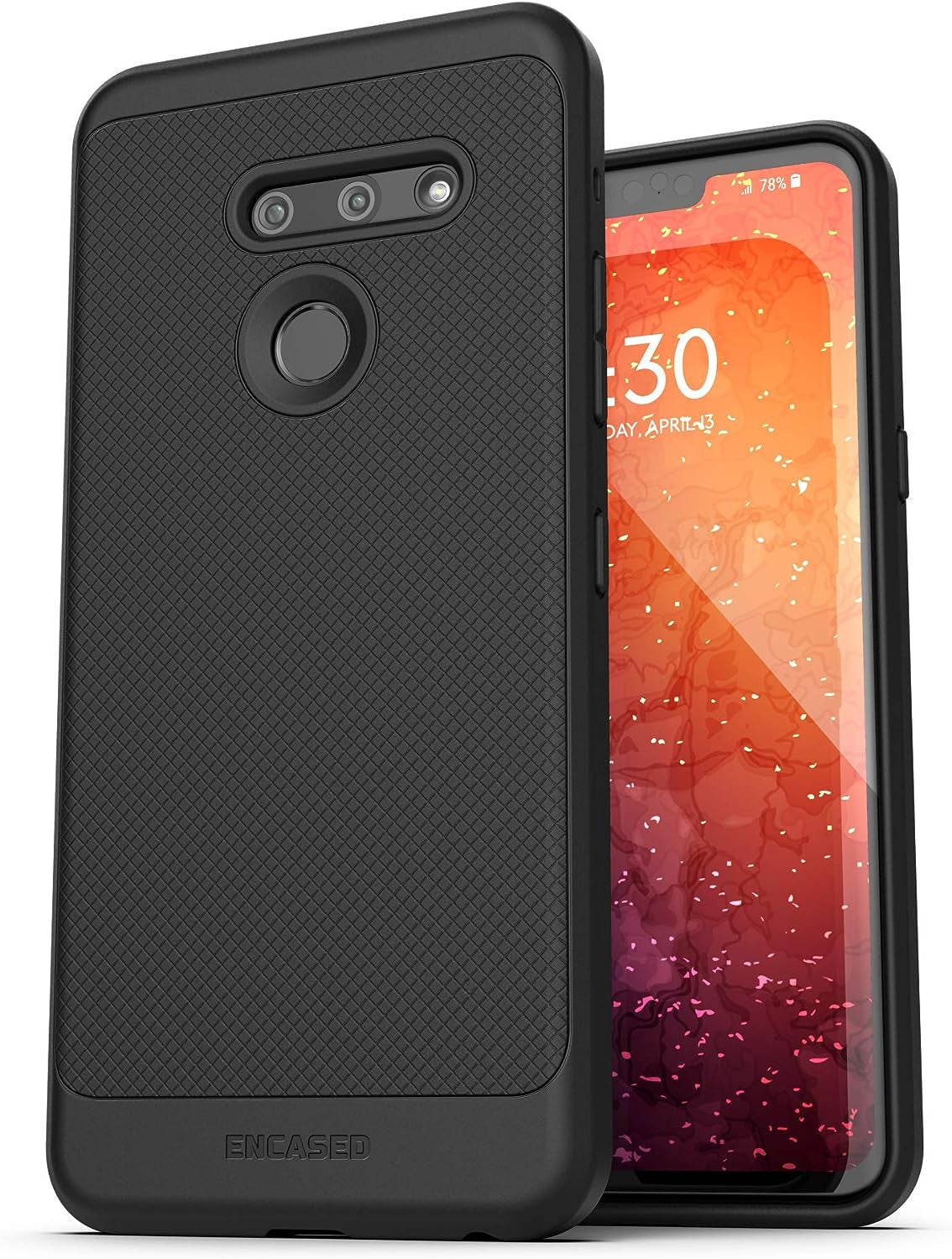 Encased LG G8 Thinq Belt Clip Case (Thin Armor) Slim Grip Cover with Holster - Black  Encased   