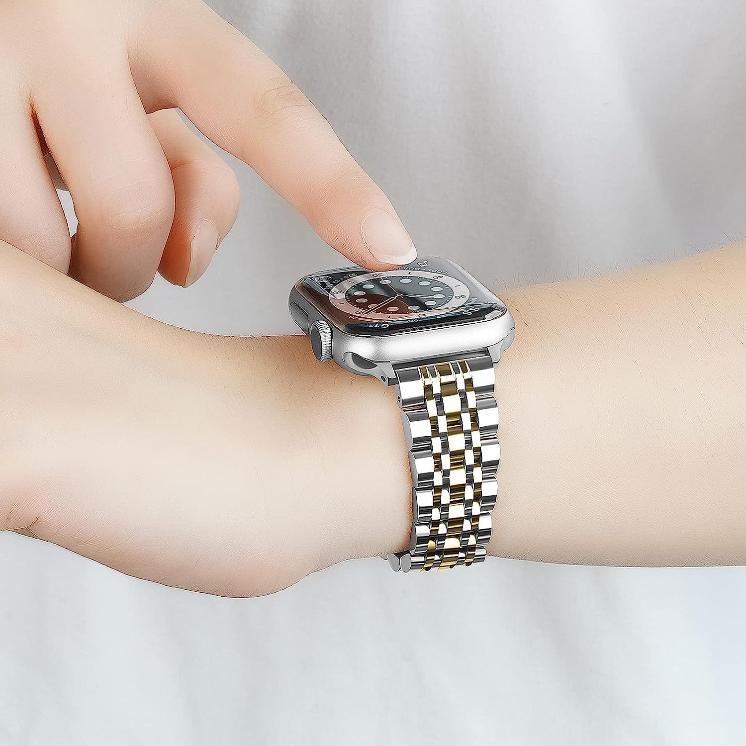 Baozai Thin Band Compatible with Apple Watch Band 49Mm 45Mm 44Mm 41Mm 40Mm, Women Slim Stainless Steel Metal Wristband for Apple Watch Series 8/7/6/5/4/Se/Ultra  baozai   