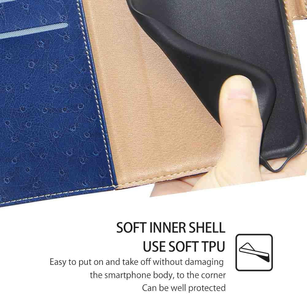 Cyr-Guard Phone Cover Wallet Folio Case for LG V30, Premium PU Leather Slim Fit Cover for LG V30, Good Touch, Blue  Cyr-Guard   