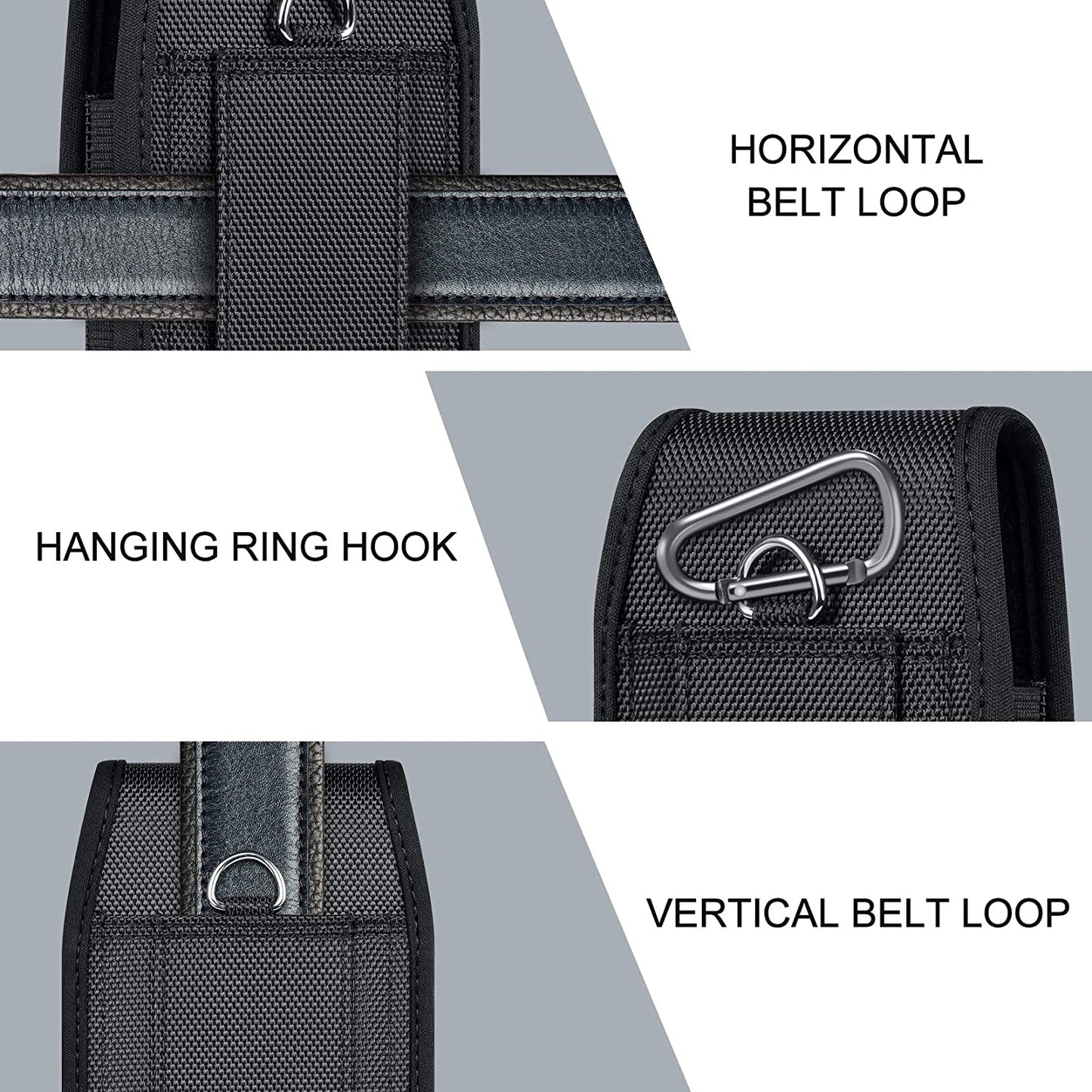 Ykooe Cell Phone Pouch Nylon Belt Holster Case Compatible with Iphone 15, 15 Pro, 14 Pro, 14, 12, 12 Pro, 11, 11 Pro, 13, 13 Pro, XR, Samsung Galaxy S20 S21 S22 S23 S10 S9, Black – L  ykooe   