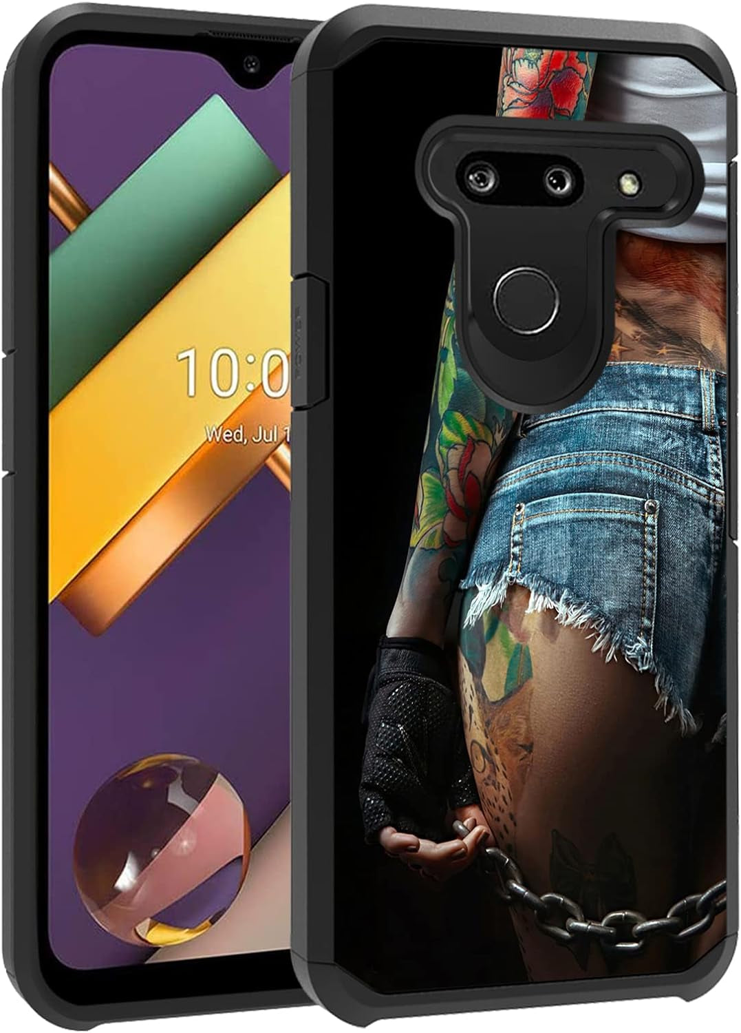 FQTBCEARI Case for LG G8 Thinq/Lg G8S Thinq/Lg G8, 2 in 1 Hybrid Hard PC & Soft Silicone Heavy Duty Dual Layer Shockproof Full-Body Protection Case, Sunflower Thin Blue Line American Flag  chatham Sexy Tattoo Girl  