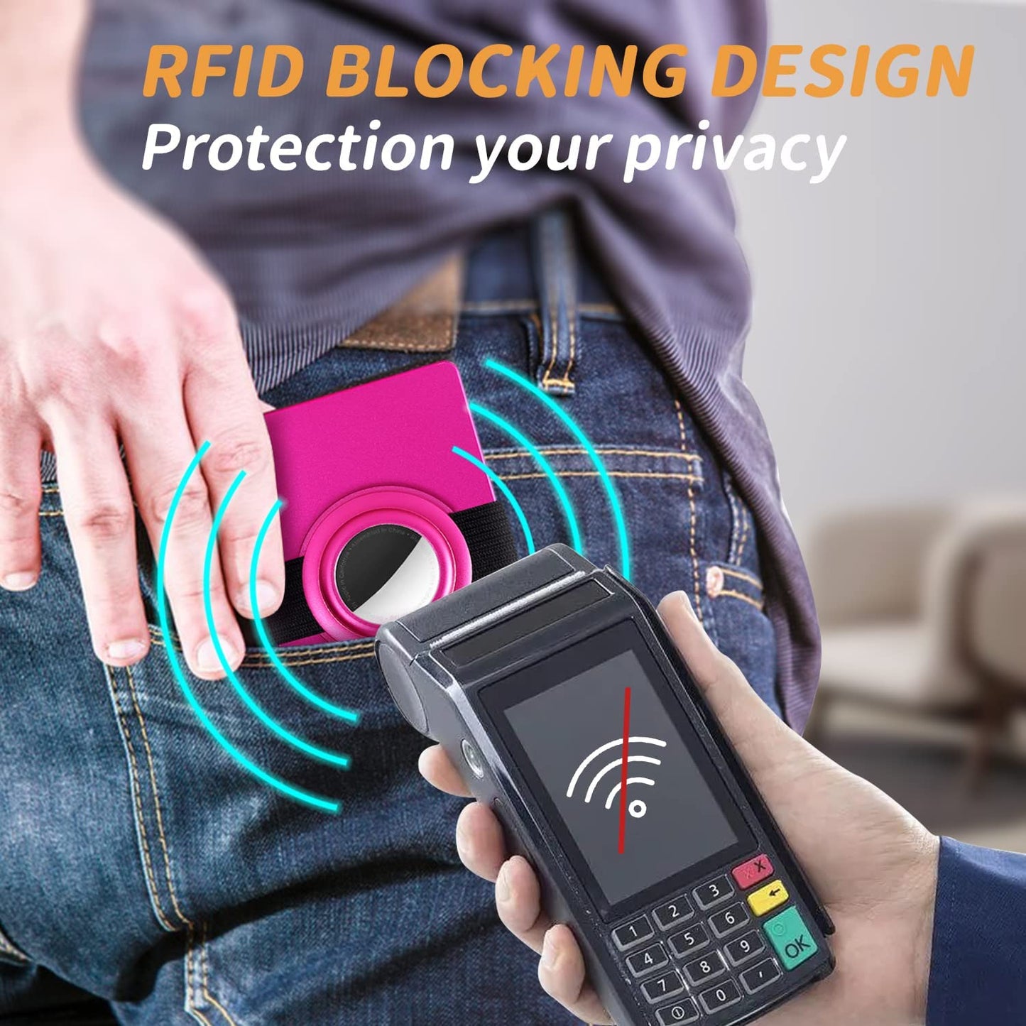 T-MFY Aluminum Card Holder with Snap-On Airtag Band&Expansion Board for Men - Slim Minimast RFID Blocking Magnetic Card Holder for 13 Credit Cards,Rose Red  T-MFY   