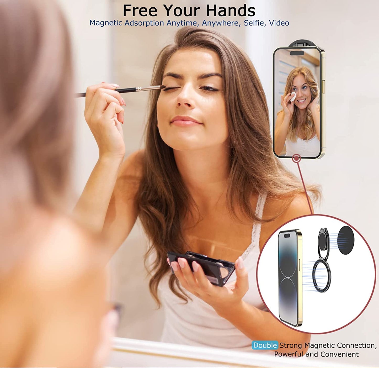 Magnetic Phone Ring Holder with Magsafe, Double Adjustable Gym Finger Ring Grip and Stand, Removable Phone Grip, for Iphone, Ipad and Smartphones, Compatible with Magnetic Car Mount (Gun Black)  Doflyesky   