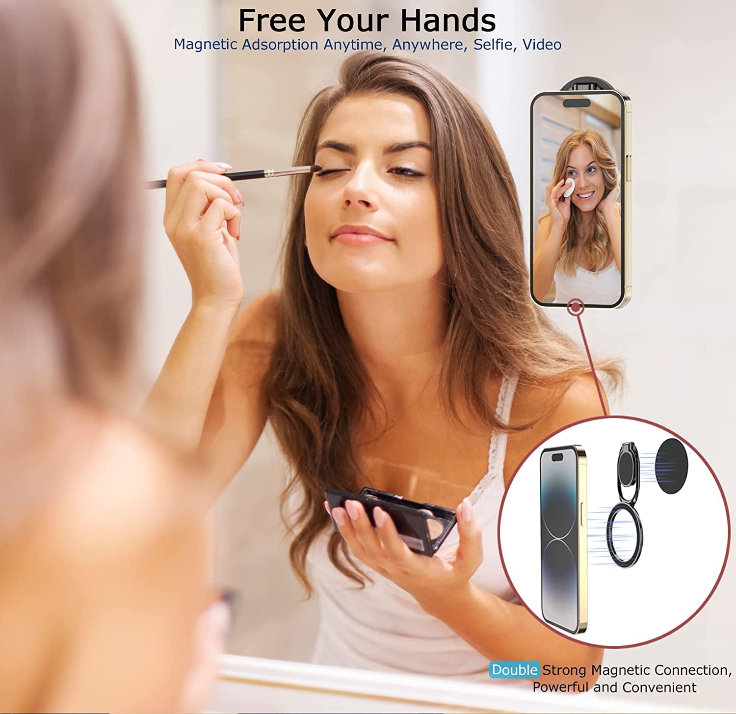 Magnetic Phone Ring Holder with Magsafe, Double Adjustable Gym Finger Ring Grip and Stand, Removable Phone Grip, for Iphone, Ipad and Smartphones, Compatible with Magnetic Car Mount (Gun Black)  Doflyesky   