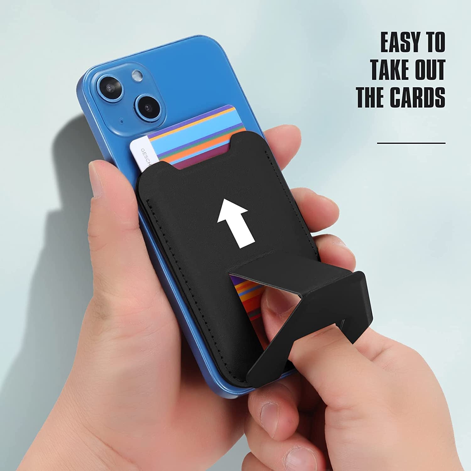 Magnetic Card Wallet Holder for Apple Magsafe, Phone Stand & Card Holder Magnetic Wallet for Apple Iphone 13/12 Magsafe Wallet, Leather Magsafe Wallet for Back of Iphone 13 Iphone 12 Series, Black  TopMade   