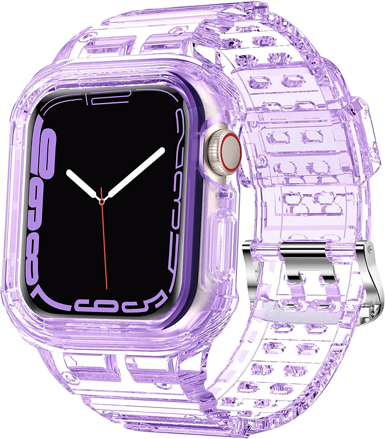 XYF Compatible for Apple Watch Ultra Band 49Mm 45Mm 44Mm 42Mm 41Mm 40Mm 38Mm with Case for Men Women, Shockproof Durable Sport Rugged Case Band for Iwatch SE Series 8 7 6 5 4 3 2 1  XYF purple 42/44/45mm 