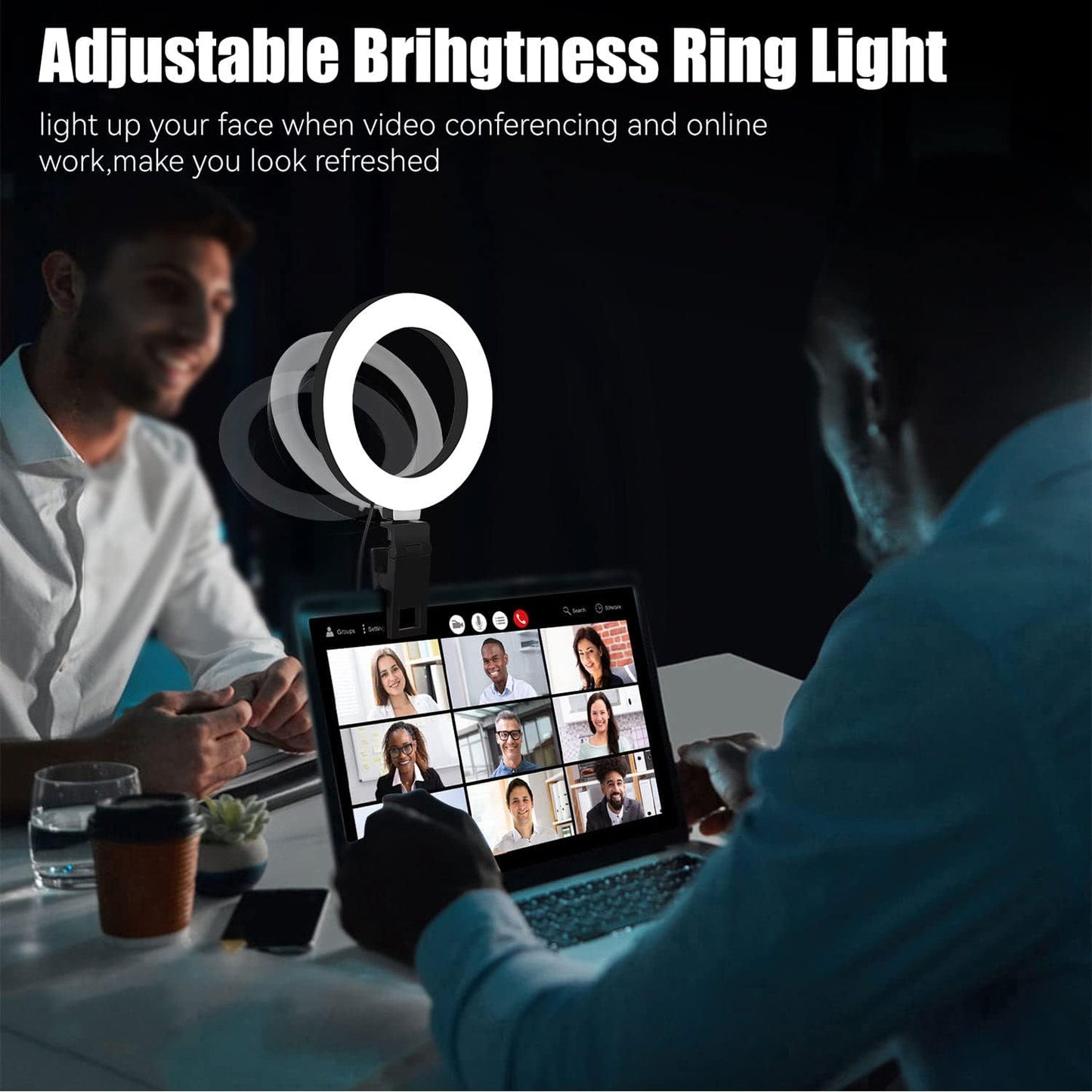 Selfie Ring Light with Tripod Stand for Zoom Meeting, Dimmable Desktop LED Clip on Video Light, 6.3'' Lighting Kit Gifts for Live Streaming/Laptop Video Conference/Makeup/Vlog/Youtube/Tiktok  Whellen   