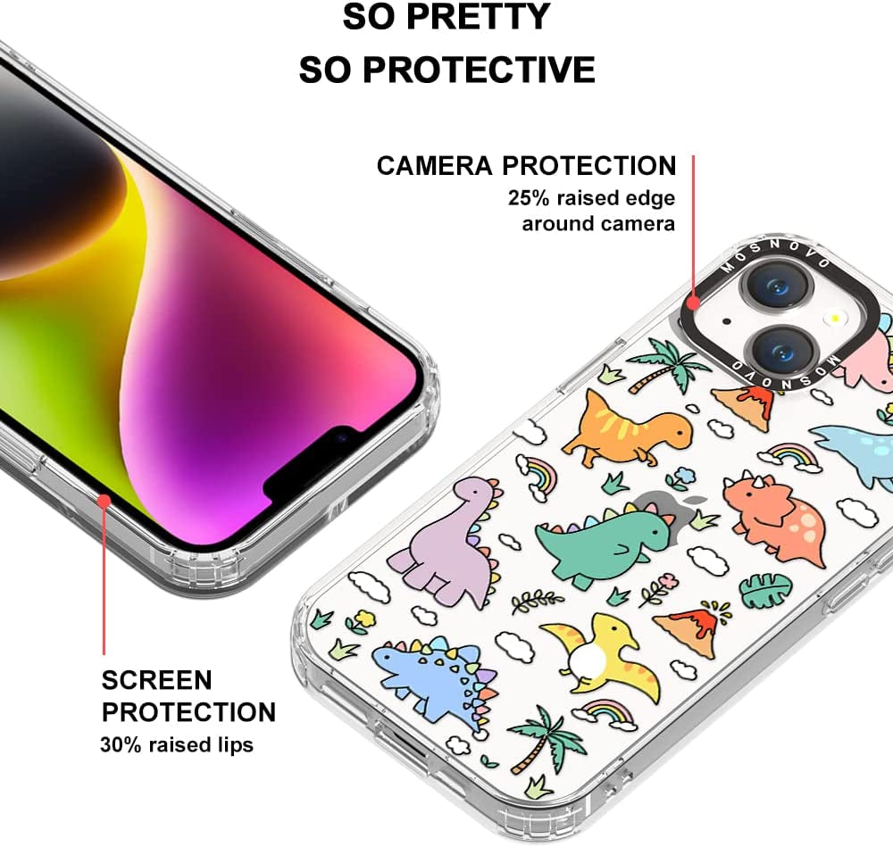 MOSNOVO Compatible with Iphone 14 Case, [Buffertech 6.6 Ft Drop Impact] [Anti Peel off Tech] Clear TPU Bumper Phone Case Cover with Cute Joyful Dinosaur Designed for Iphone 14 6.1"  MOSNOVO   