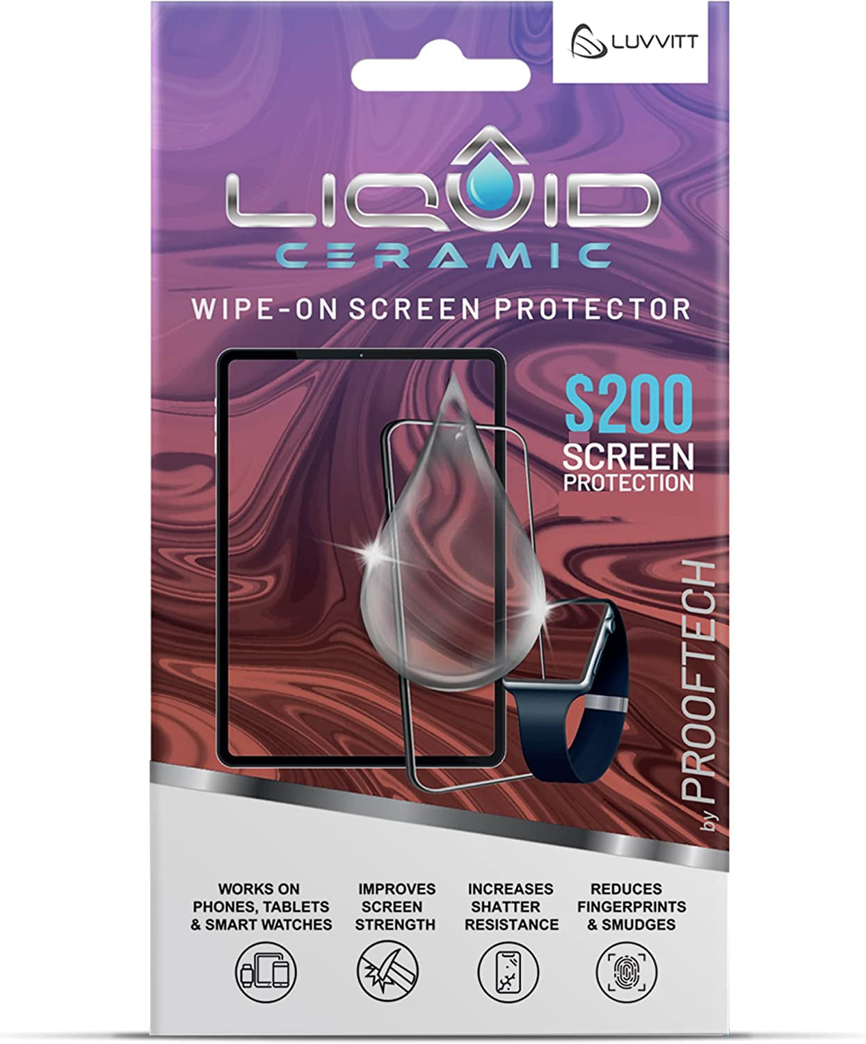LIQUID CERAMIC Glass Screen Protector with $200 Coverage | Wipe on Shatter and Scratch Resistant Nano Protection for All Phones Tablets and Smart Watches - Universal  LIQUID CERAMIC   