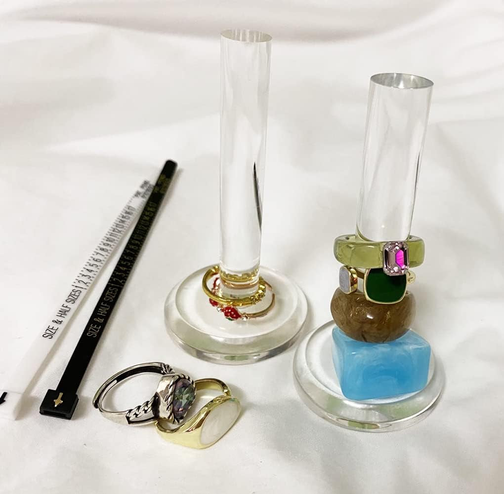 2 Pcs Ring Holder for Jewelry Hand Ring Holder Jewelry Stand, Jewelry Display Stand Ring Storage Holder Crystal Clear Acrylic, Finger Ring Jewelry Ring/Wedding Ring Display Ring Organizer for Women  Hsufeng   