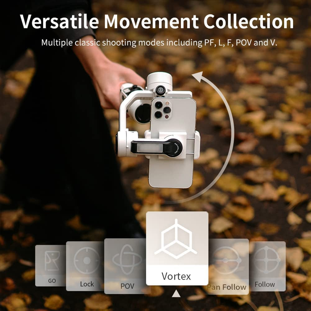 Zhiyun Smooth 5S Professional Gimbal Stabilizer for Smartphone, Handheld 3-Axis Phone Gimbal, Portable Stabilizer for Vlogging, Youtube, Tiktok, Live Video Compatible with Iphone and Android - White  ZHIYUN   