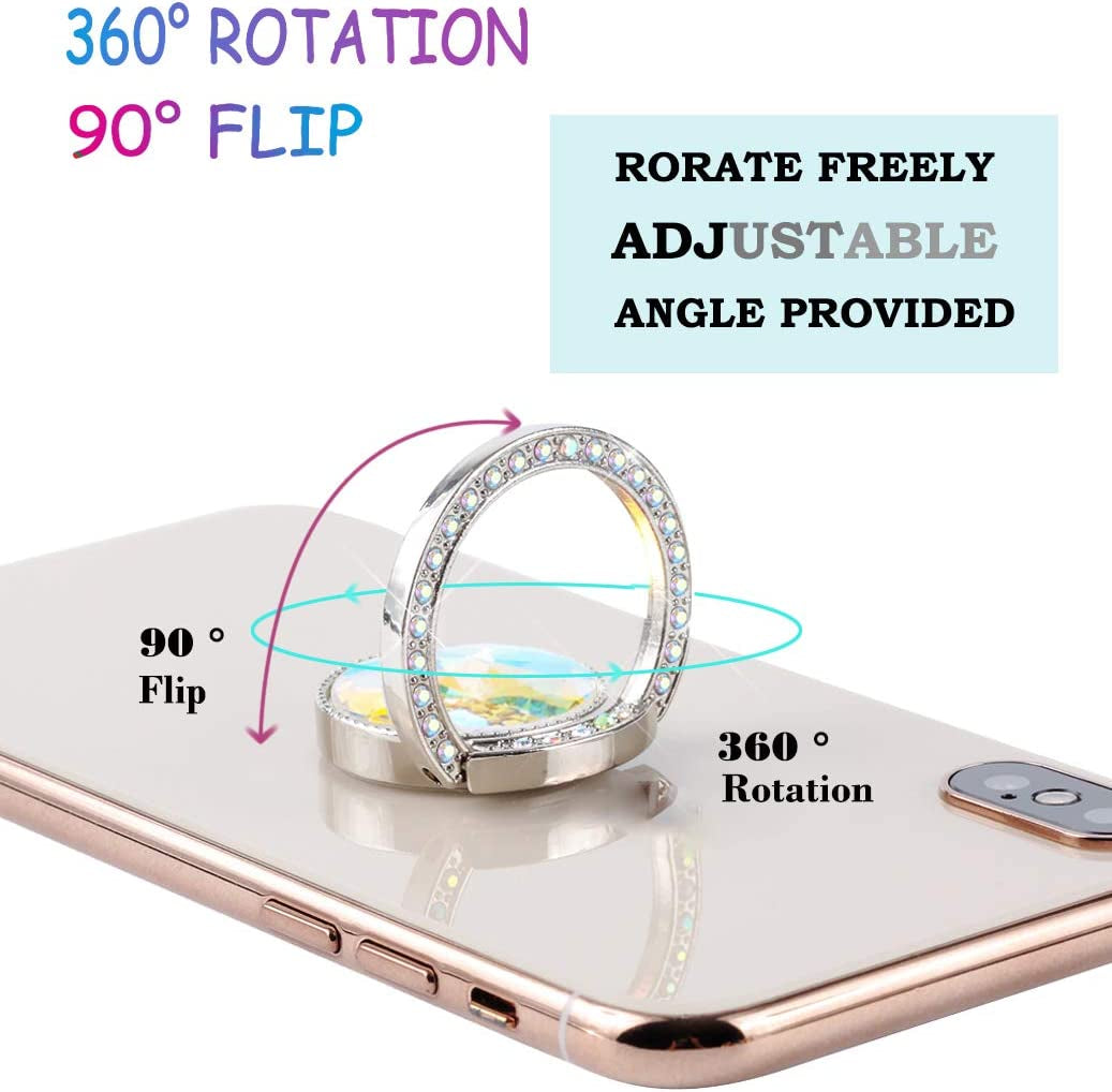 Lenoup Glitter Bling Bling Phone Ring Holder,Sparkle Phone Ring Grip Artificial Diamond Stand,Rhinestone Cell Finger Ring for Phones,Pad(Silver)  lenoup   