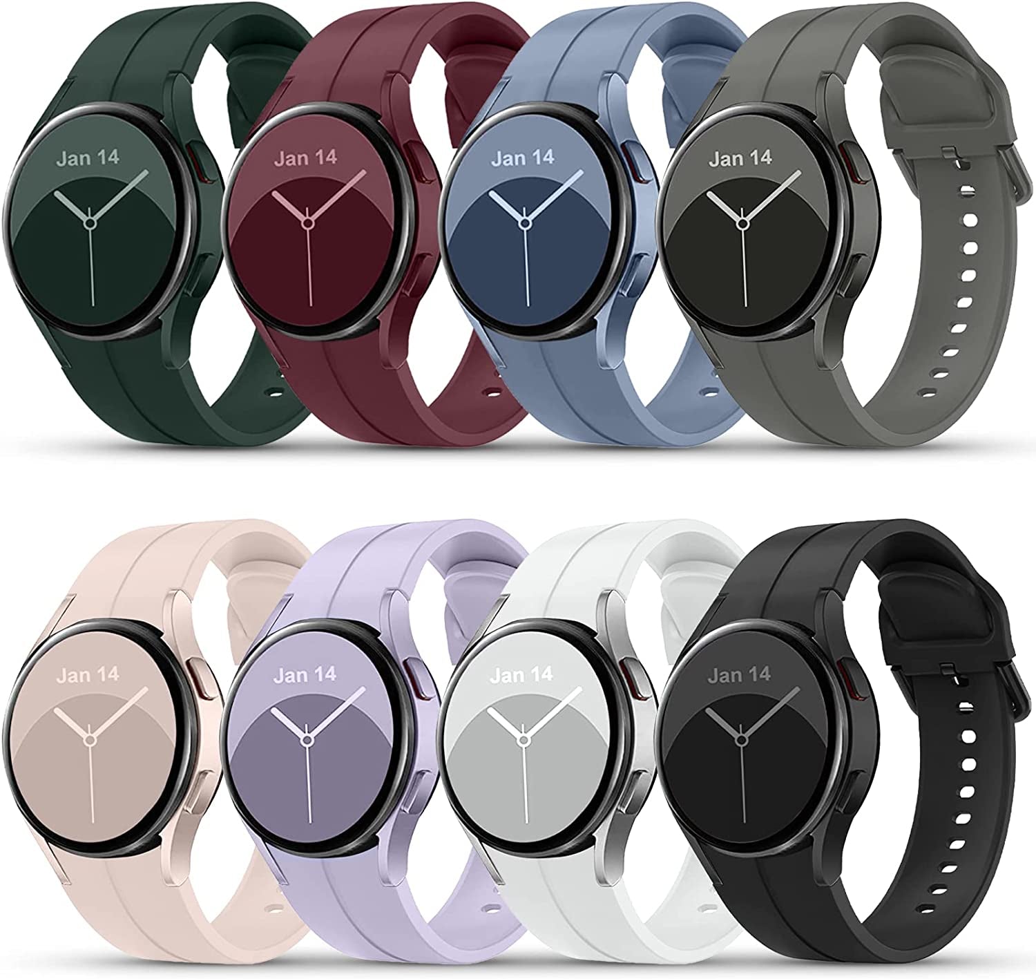 8 PACK Compatible for Samsung Galaxy Watch 5 Pro 45Mm/Galaxy Watch 5 40Mm 44Mm Band, No Gap Silicone Replacment Strap with Colorful Buckle  kitway   