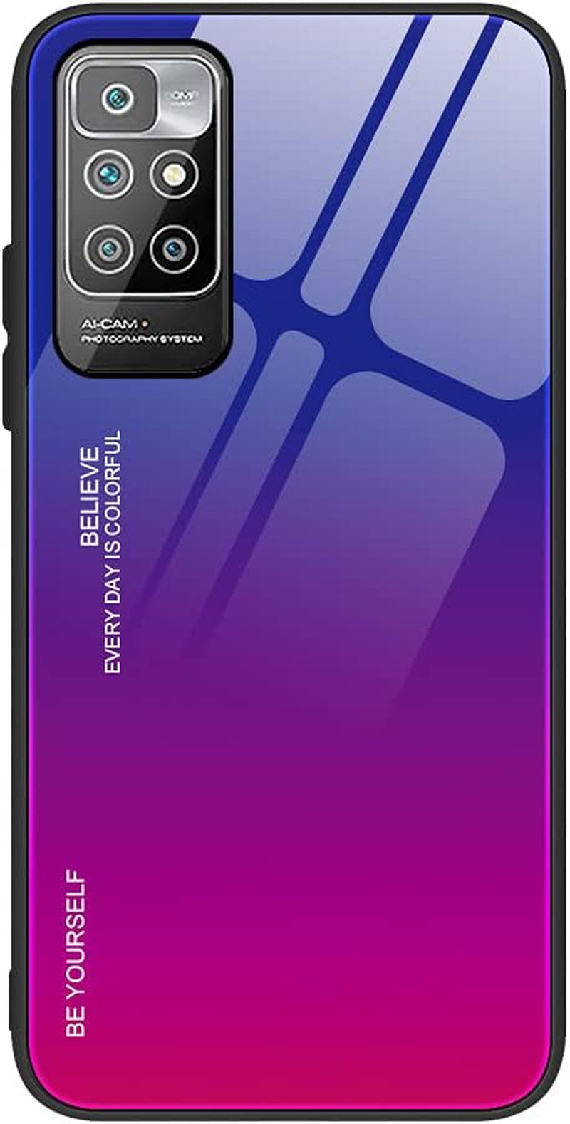 EASSGU Case for Xiaomi Redmi 10 2022 Is Made of Soft TPU Border Tempered Glass Back Cover Drop Resistant Scratch Resistant Purple Red  EASSGU   