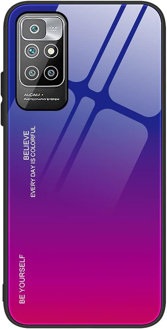 EASSGU Case for Xiaomi Redmi 10 2022 Is Made of Soft TPU Border Tempered Glass Back Cover Drop Resistant Scratch Resistant Purple Red  EASSGU   