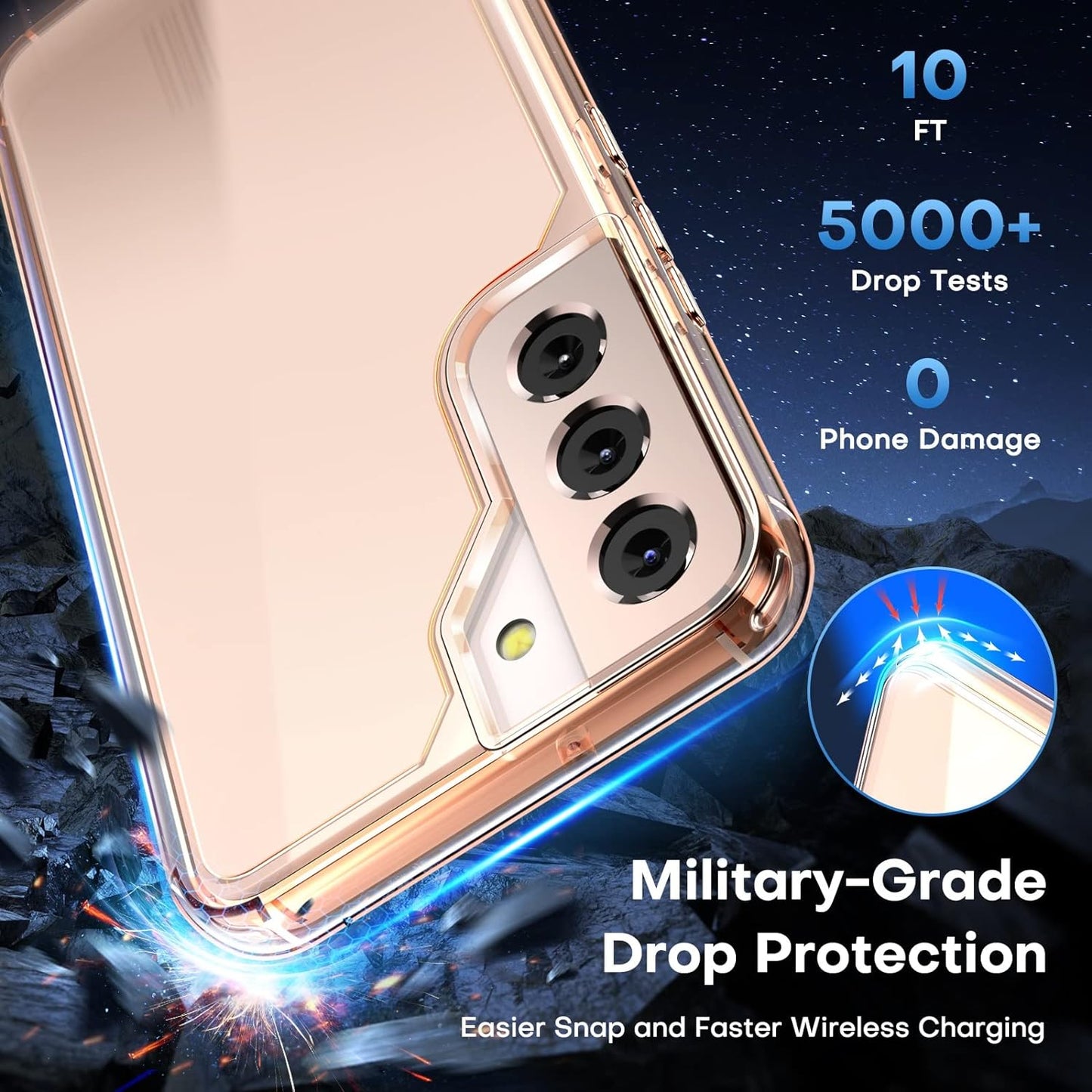 TAURI [5 in 1] Shockproof Designed for Samsung Galaxy S22 Case 5G 6.1 Inch, with 2 Pack Tempered Glass Screen Protector + 2 Pack Camera Lens Protector [Military Grade Protection] Slim Thin Cover  TAURI   