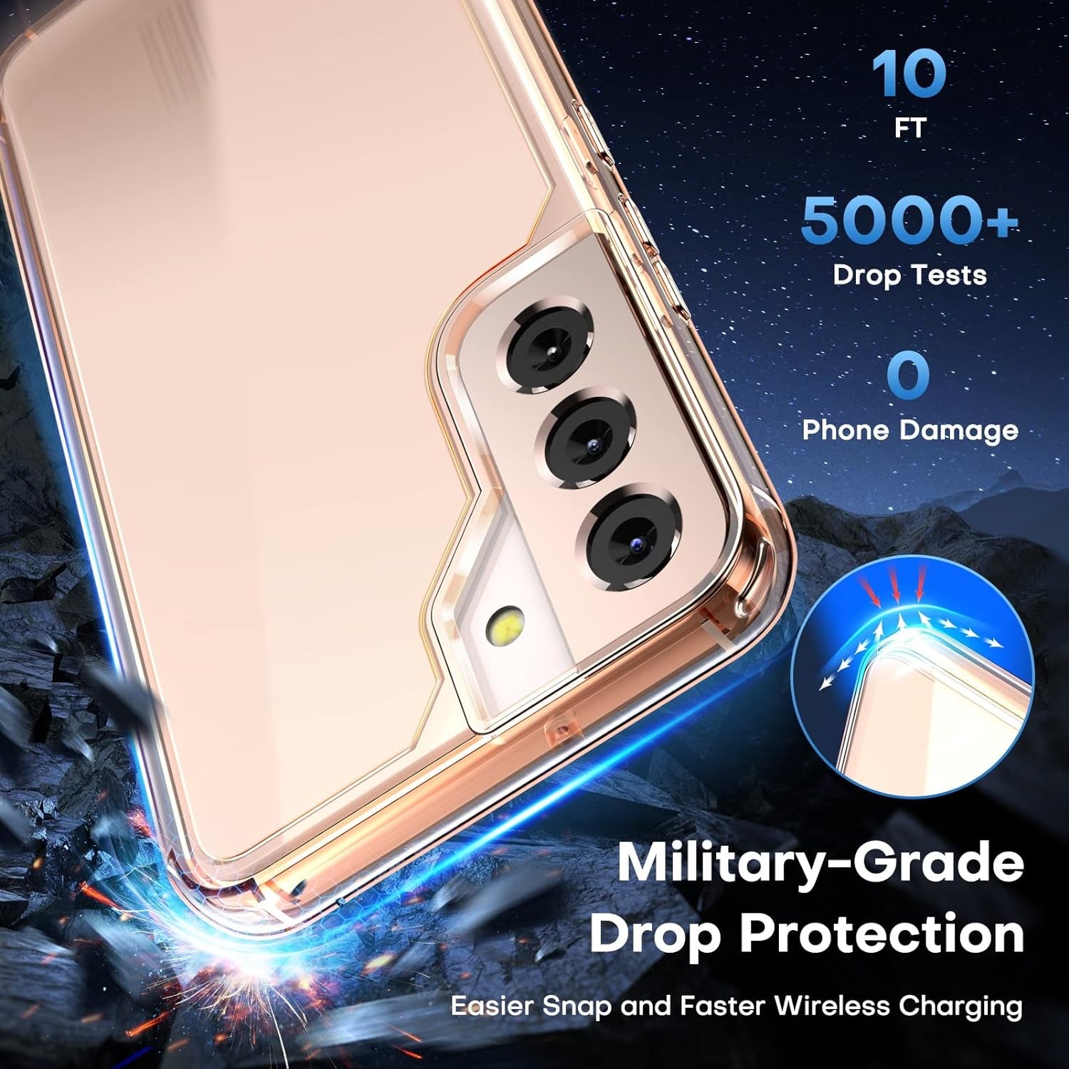 TAURI [5 in 1] Shockproof Designed for Samsung Galaxy S22 Case 5G 6.1 Inch, with 2 Pack Tempered Glass Screen Protector + 2 Pack Camera Lens Protector [Military Grade Protection] Slim Thin Cover  TAURI   