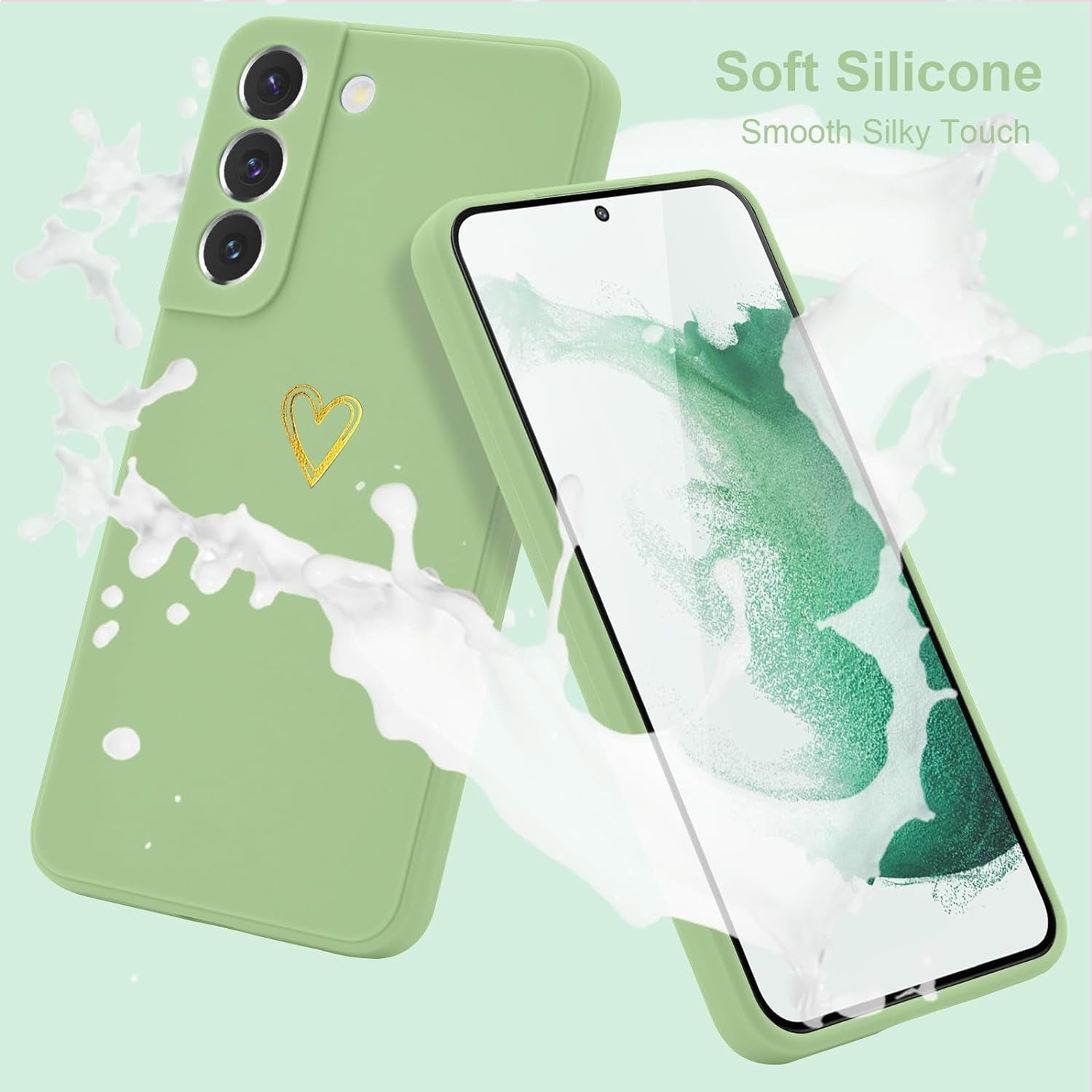 Wirvyuer for Samsung Galaxy S22 Case Cute Slim Shockproof Phone Case with Wireless Charging Support and Protection, Lime Green  Wirvyuer   