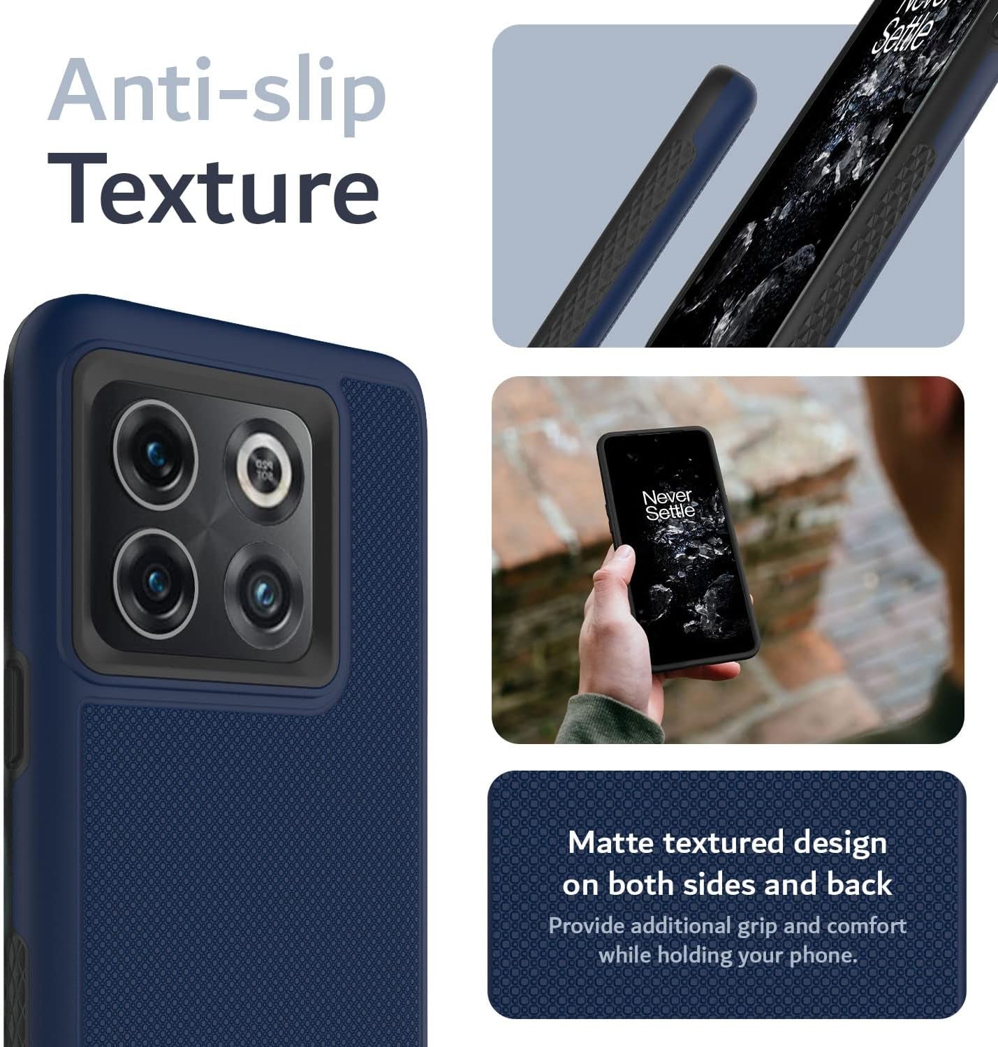 TUDIA Dualshield Grip Designed for Oneplus10T Case 5G, [Mergegrip] Shockproof Military Grade Slim Dual Layer Protection for Oneplus 10T 5G Case (Indigo Blue)  TUDIA   