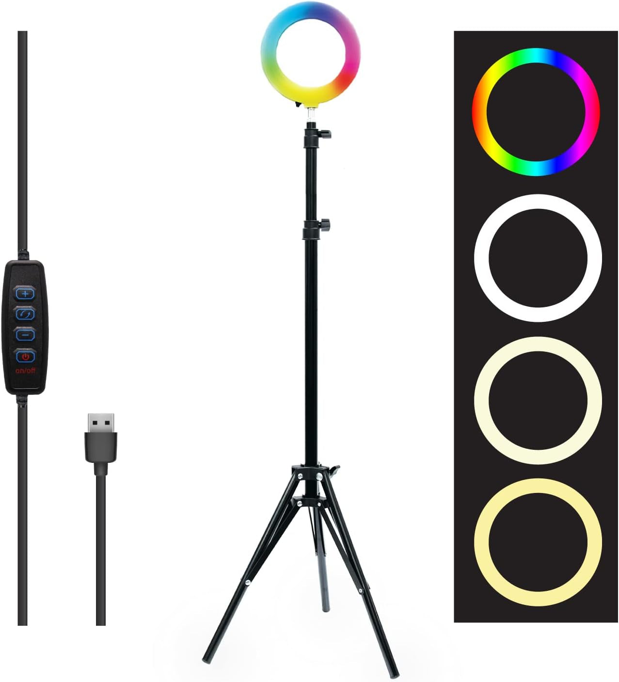 Coreaudio 6" Ring Light with Adjustable 5' Tripod Stand, LED Ring Selfie Light for Photography, Makeup, Vlogging, Photos, Video Recording, Tiktok, and Content Creator Essentials  iWorld LLC RGB  