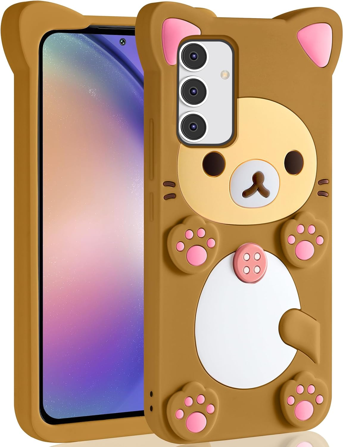Stsnano Kawaii Phone Case for Samsung Galaxy A53 5G 6.5'' 3D Cute Cartoon Bear Phone Case Fashion Fun Cool Funny Bear Soft TPU Case for Samsung Galaxy A53 5G Silicone Cover for Women Girls Kids PK  STSNano Brown For Samsung Galaxy A54 5G 
