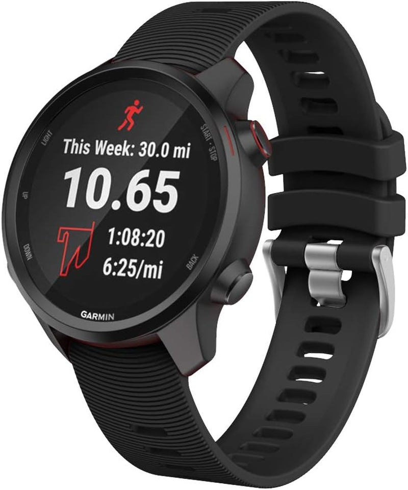 ISABAKE Watch Band for Garmin Forerunner 245 / 245 Music/ Forerunner 645 / 645 Music,Compatible with Garmin Vivoactive 3 /Venu Sq/Vivomove Hr，20Mm Soft Silicone Replacement Wristbands (Purple)  ISABAKE Black  