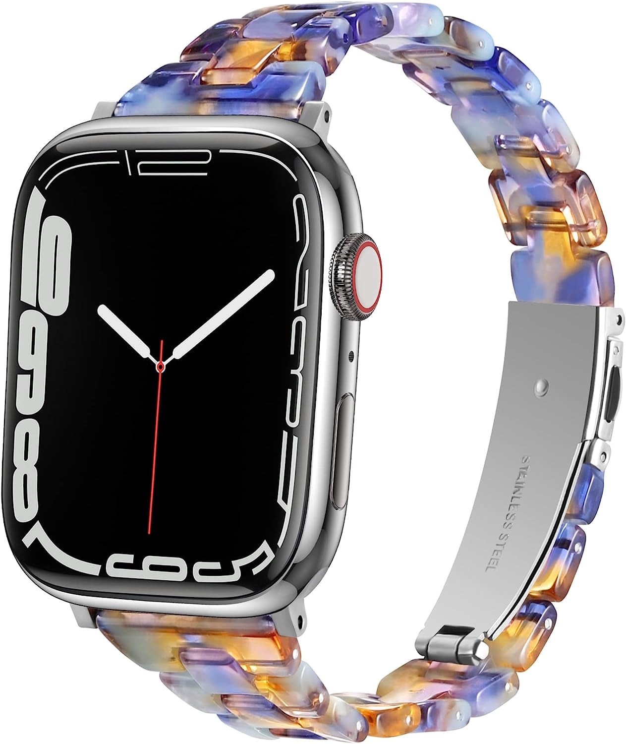 Slim Resin Bands Compatible with Apple Watch Band 38Mm 40Mm 41Mm 42Mm 44Mm 45Mm 49Mm Thin Light Strap with Stainless Steel Buckle Replacement Bracelet for Iwatch Ultra Series 8 SE 7 6 5 4 3 2 1  Arctime Ocean Blue 38/40/41mm 