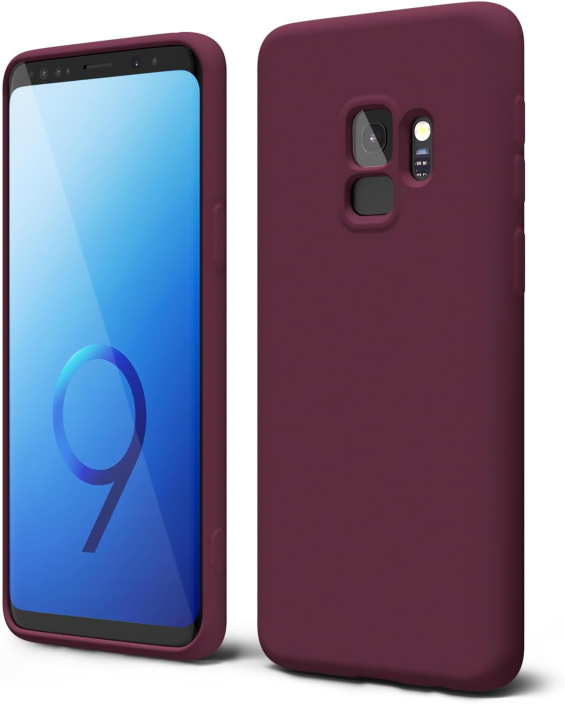 Oakxco for Samsung Galaxy S9 plus Phone Case Liquid Silicone Grip, Cute Thin Slim Soft Rubber TPU Plain Smooth Gel Cover for Women Girl, Matte Solid Protective & Shockproof, Aqua Sky Baby Light Blue  Oakxco   