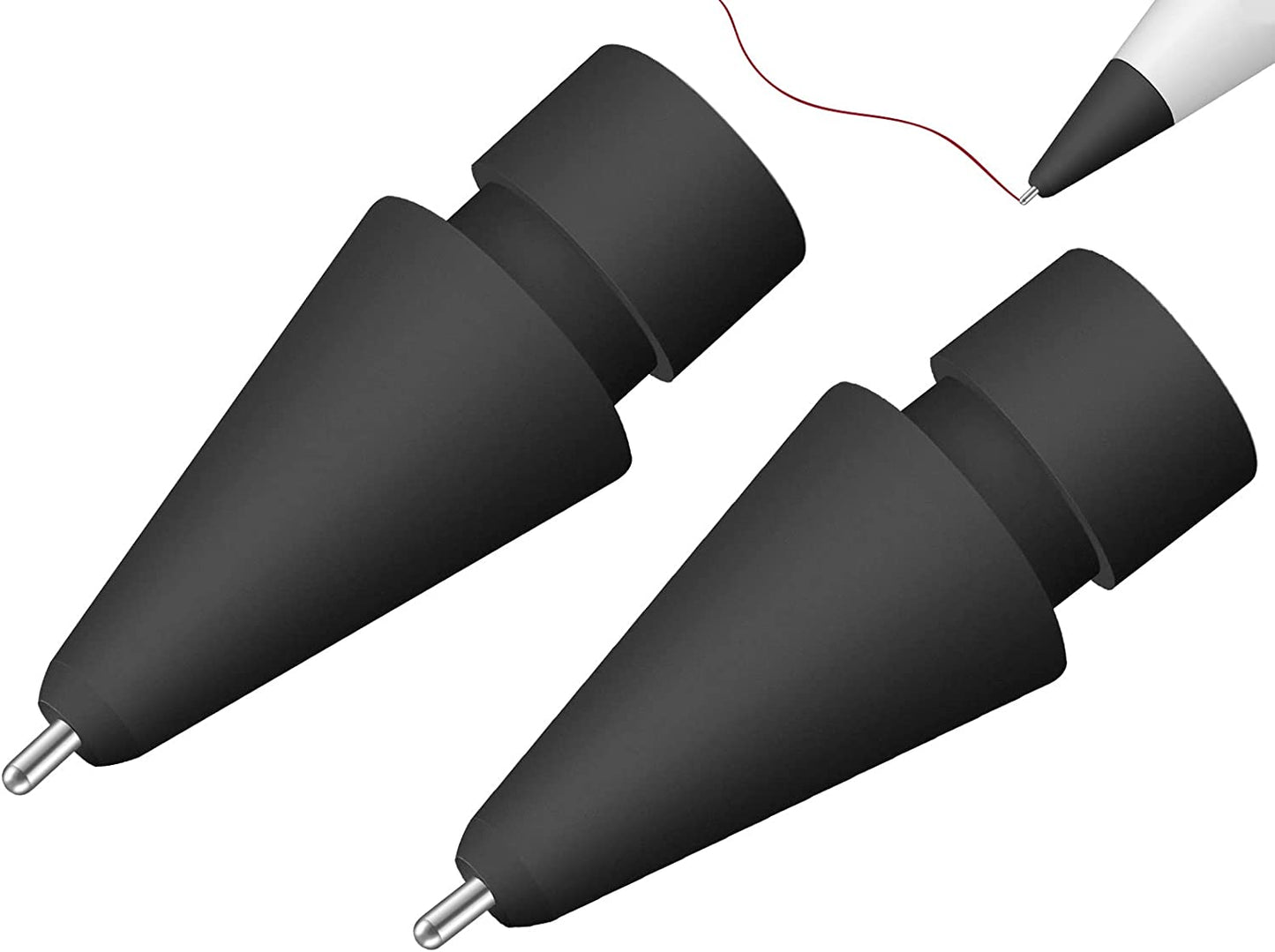 MEKO 2 Pack Upgraded 0.72Mm Fine Ponit Precise Replacement Tips for Apple Pencil 1St/2Nd Generation & Logitech Crayon, Wear-Resisting Pen Nibs for Ipad Pro/Air/Mini Pencil - Black/White  MEKO Black  