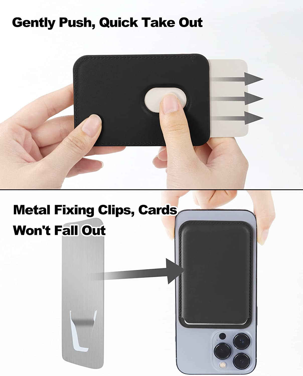 COMWINN Mag Safe Wallet with Double-Row Magnets - Minimalism Leather Mag Safe Card Holder - Slim Magnetic Wallet for Iphone 14/13/12 Series Model and Magsafe Case - Max Fit 3 Cards Black  COMWINN   